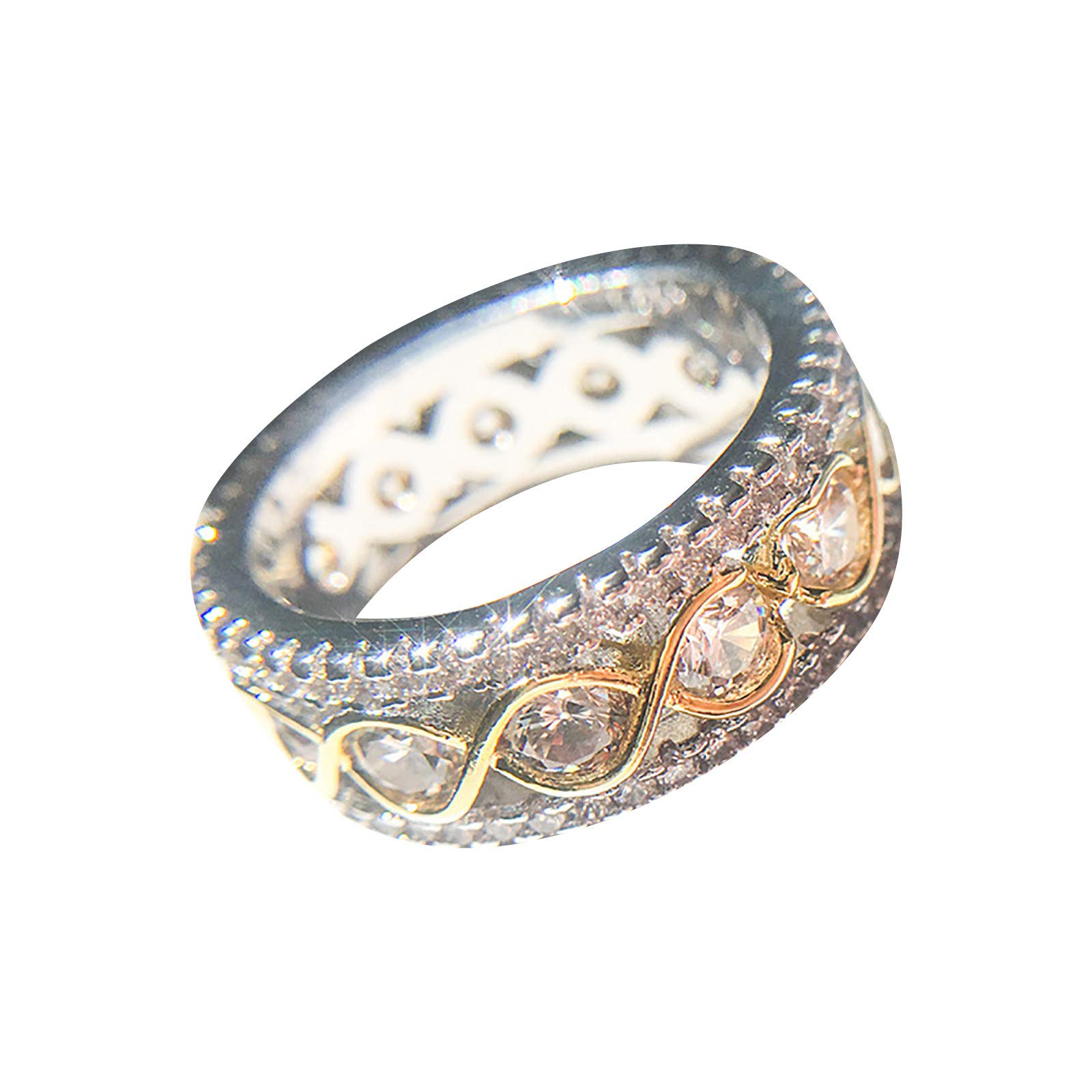 Elegant Couples Wedding Rings Set - Sizes 6-10, White Round Cut Jewelry for Women & Men - Durable Copper Matching Bands for Engagement, Anniversary & Romantic Occasions