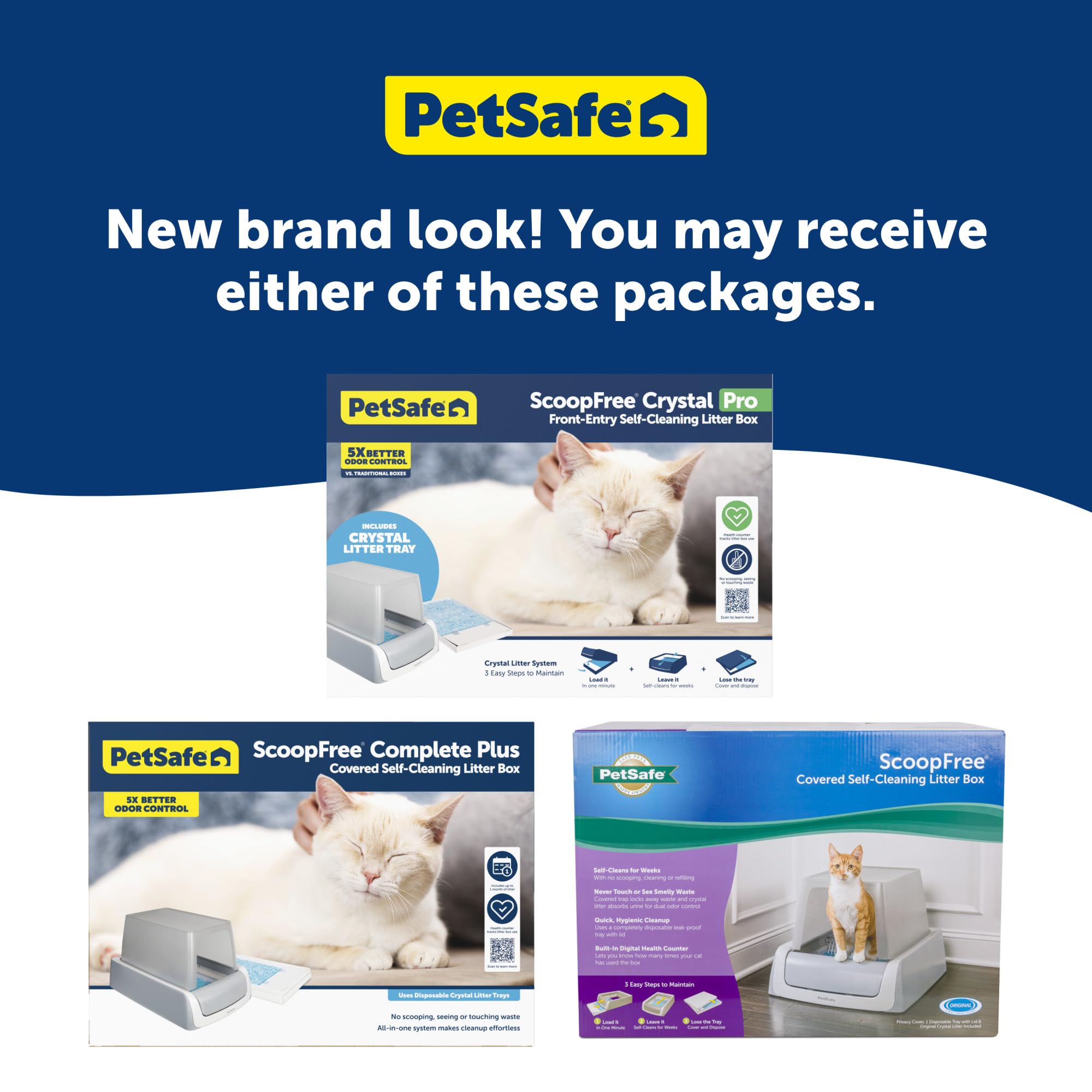 PetSafe Scoop Crystal Pro Automatic Self-Cleaning Cat Litter Box - 27.6x19.1x16 Inches with Disposable Tray (Grey) | Odor Control for Multiple Cats | Perfect for Small Spaces & Apartments
