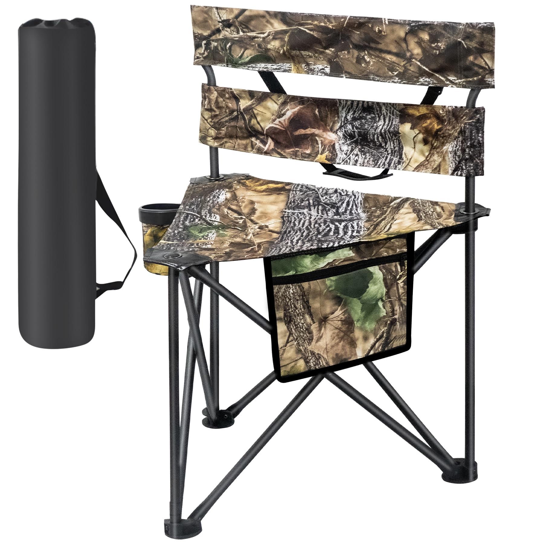 Extra Large Folding Hunting Chair with Backrest - Portable Tripod Camping Chair for Fishing, Blind Hunting & Outdoor Adventures | Perfect for Camping, Hunting Trips & Fishing Excursions