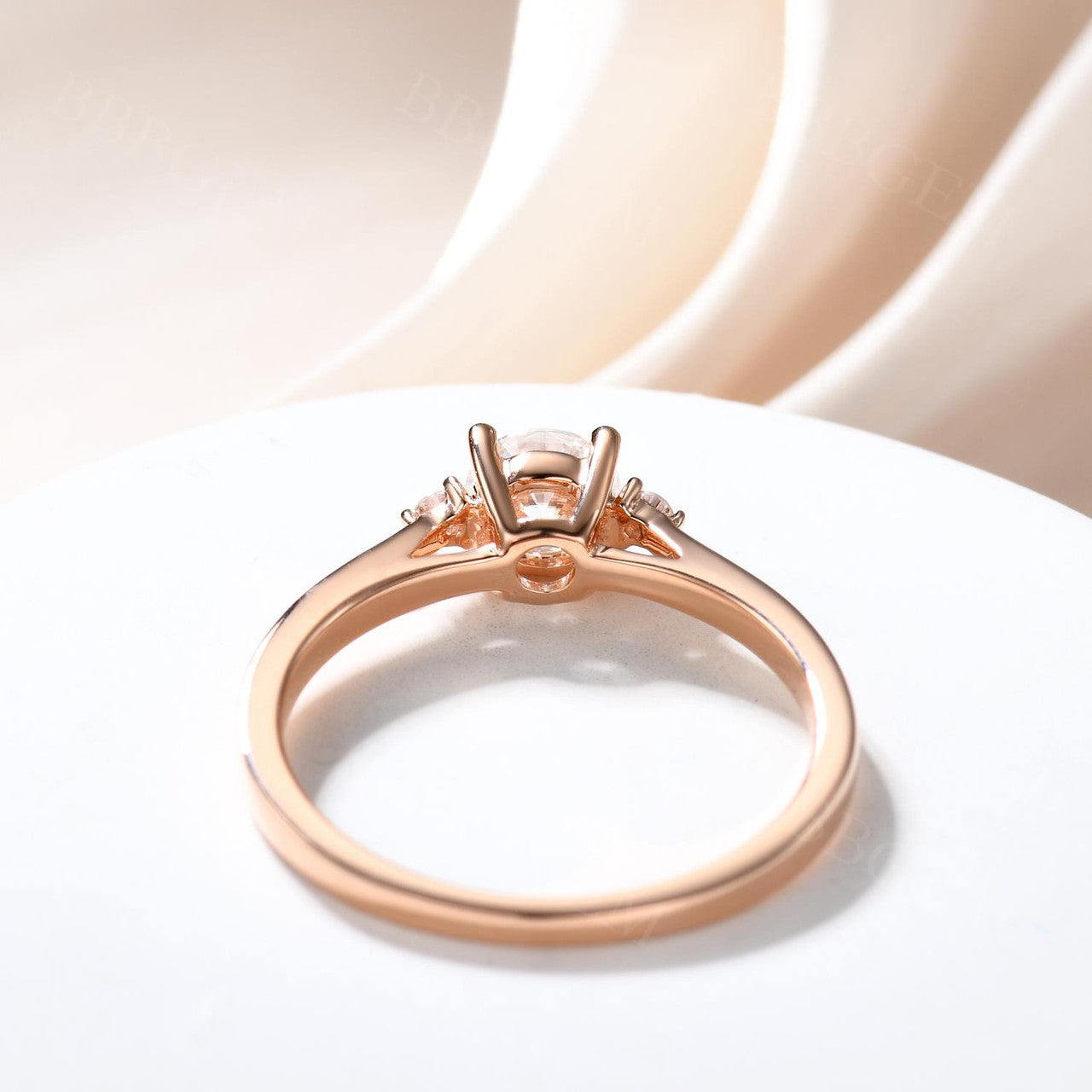 14K/18K Yellow Gold Moissanite Diamond Engagement Ring - 0.5 Carat Three Stone Promise Ring for Women, Wedding, Anniversary & Proposal