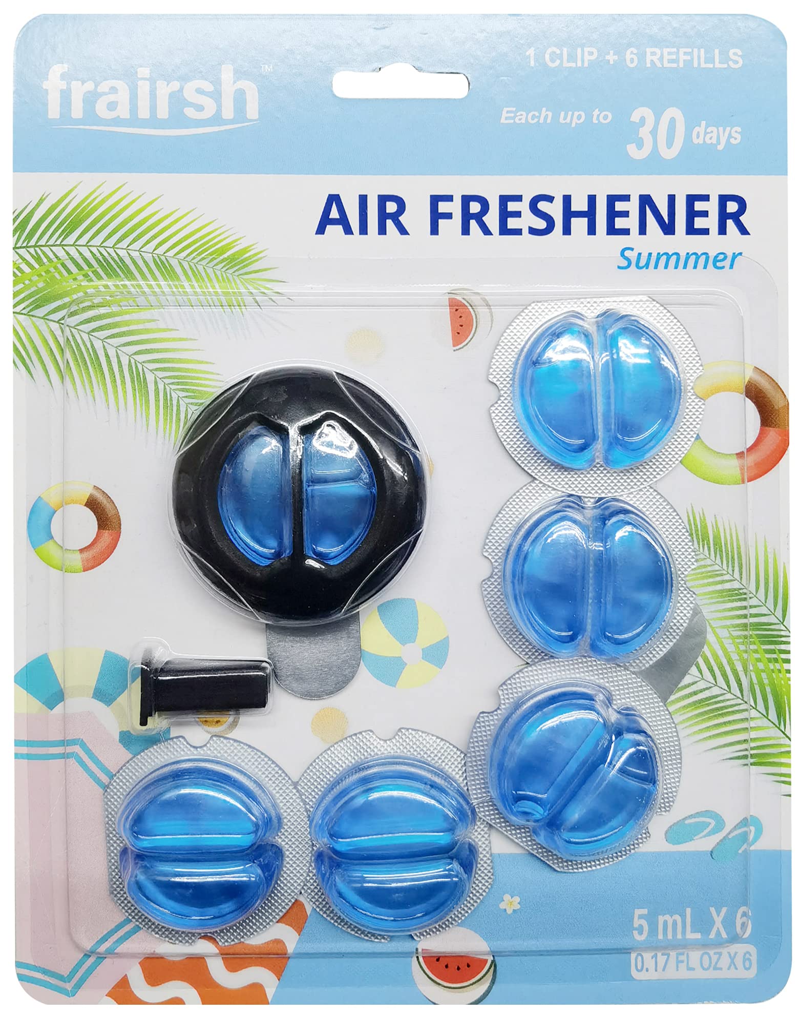 Frairsh Car Air Fresheners Vent Clips - 6 Pack Long Lasting (180 Days) Odor Eliminator for Cars | Summer Car Scents & Aromatizante Para Carro | Perfect for Daily Commute, Road Trips & Eliminating Pet/Smoke Odors