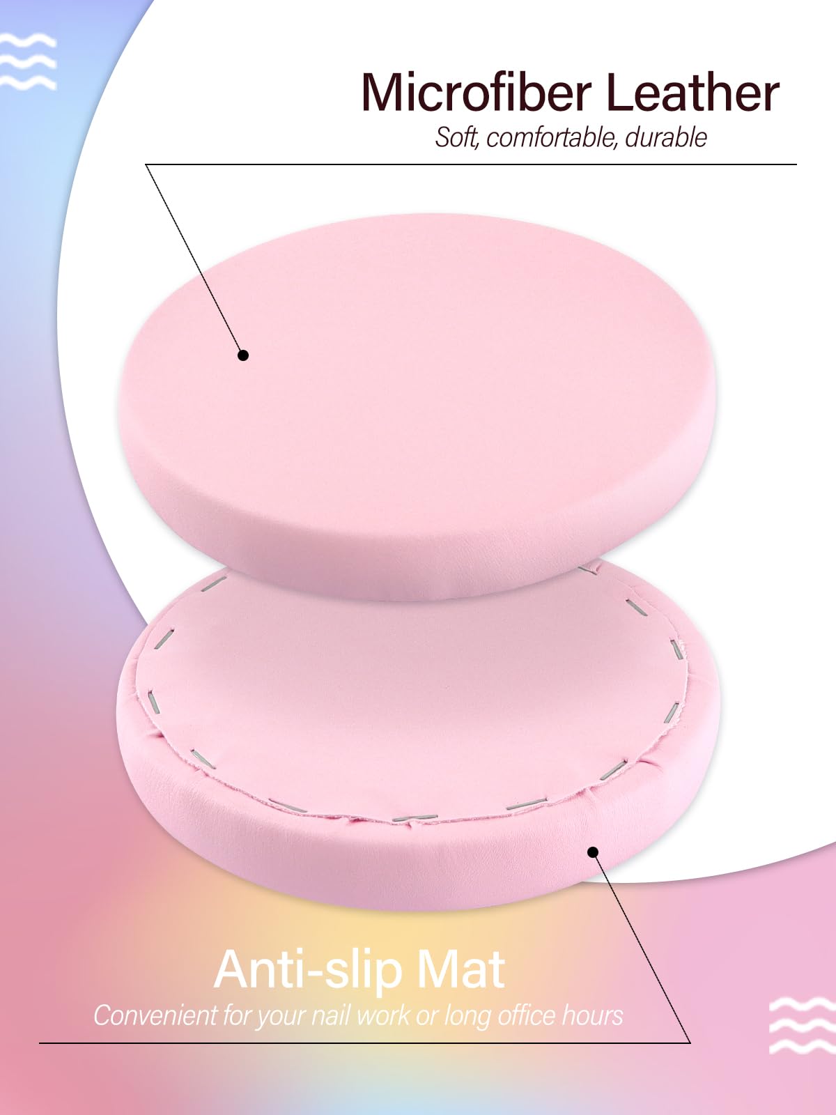 2PCS Nail Tech Elbow Rest Cushion - Soft Gel Arm Support Pad for Manicurists & Nail Artists - Ergonomic Hand Rest for Salon, Spa & Home Use (Pink)