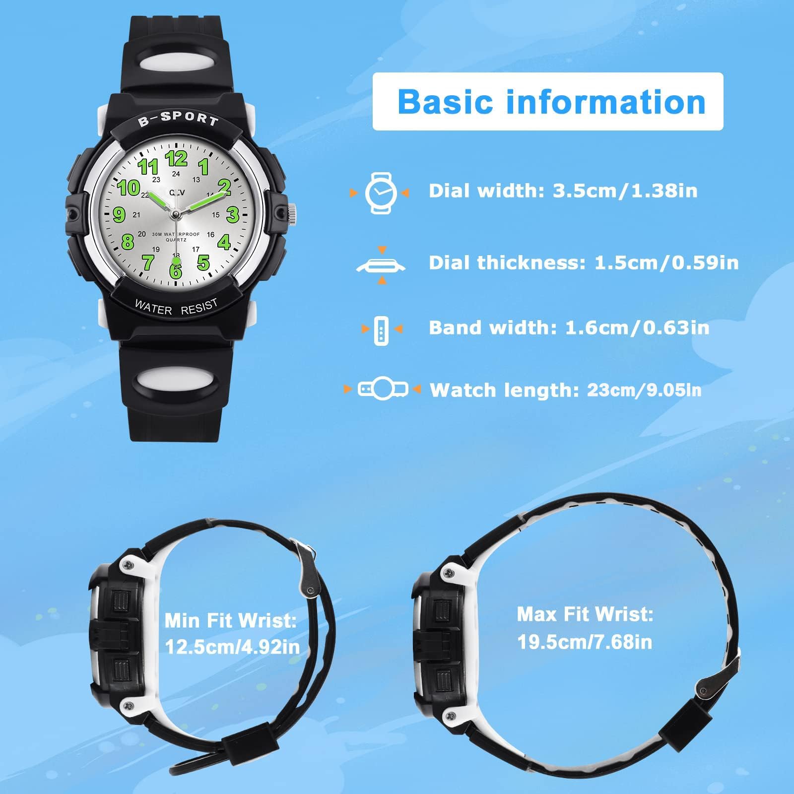 CKV Waterproof Analog Kids Watch for Boys & Girls Ages 5-12 - Easy-to-Read Time Teacher with Soft Comfort Band - Perfect for Outdoor Sports, School & Daily Activities