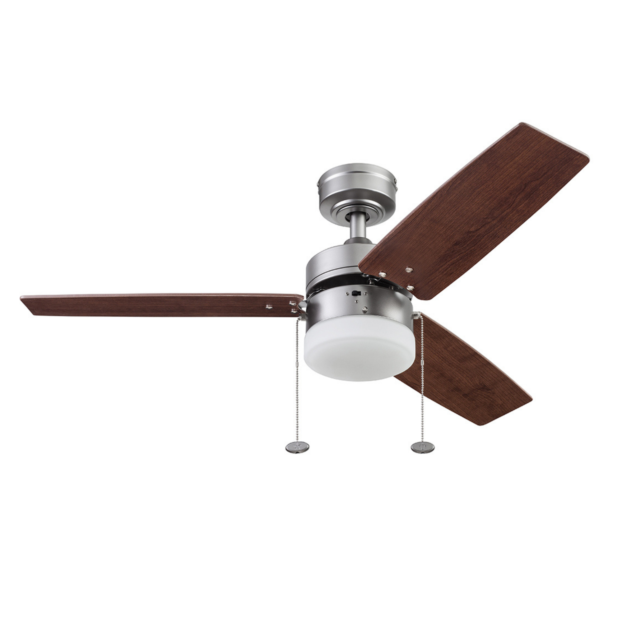 42 Inch Reston Pewter Ceiling Fan with Pull Chain - Modern Indoor Cooling Fan for Living Room, Bedroom, and Office