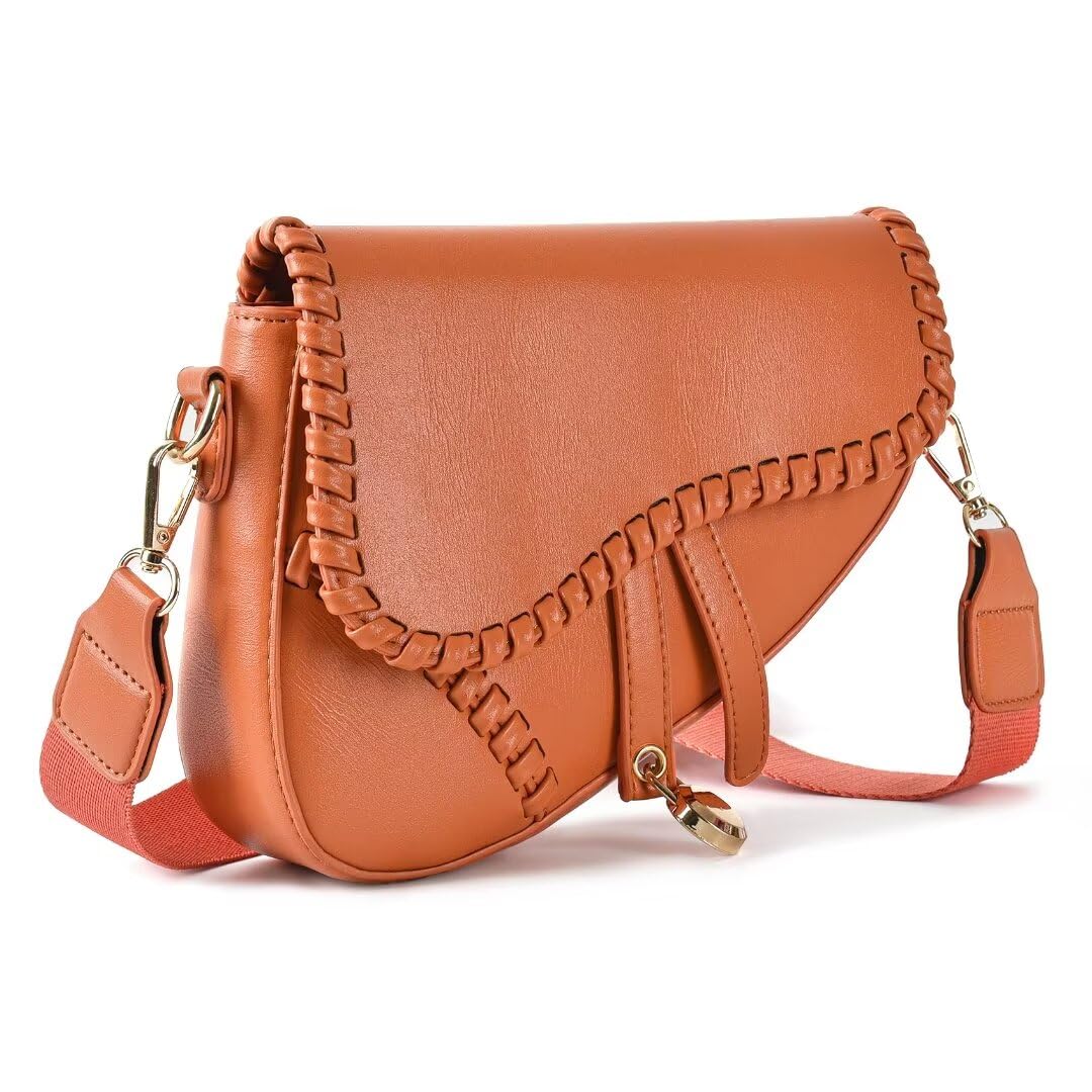 Trendy Women's PU Leather Saddle Shoulder Bag - Mini Crossbody Purse & Clutch Satchel Handbag for Everyday Use, Work, and Travel