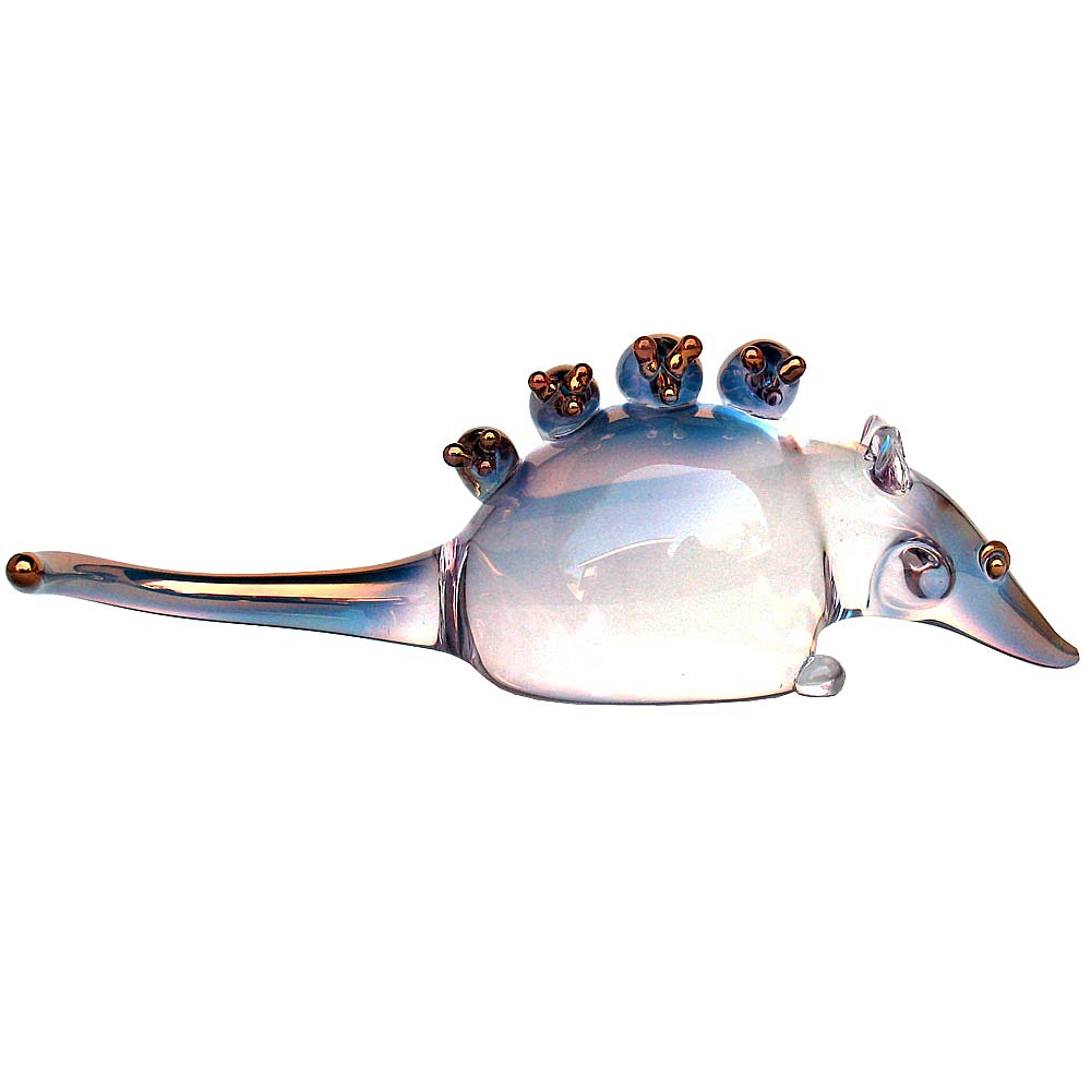 Hand Blown Glass Opossum Figurine - Unique Handmade Collectible Animal Sculpture for Home Decor, Gift & Wildlife Enthusiasts | Perfect for Shelf Display, Nature-Themed Decor & Animal Lover Gifts