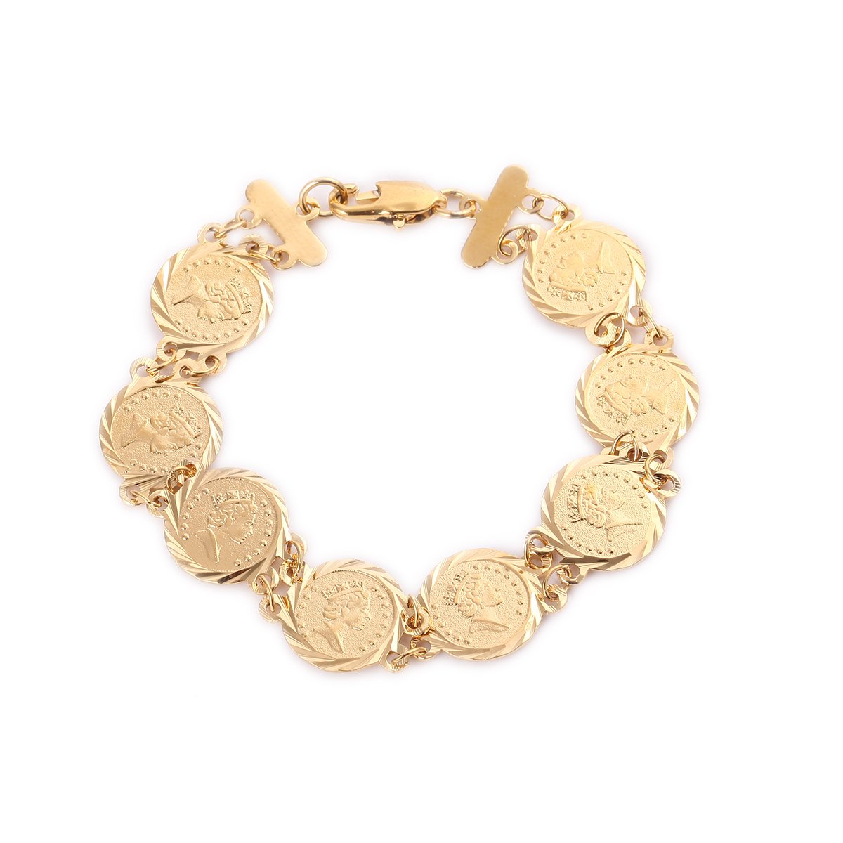 Queen Head Jewelry Coin Bracelet - Gold Color Bracelets for Women | Elegant Fashion Accessory for Parties, Weddings & Daily Wear