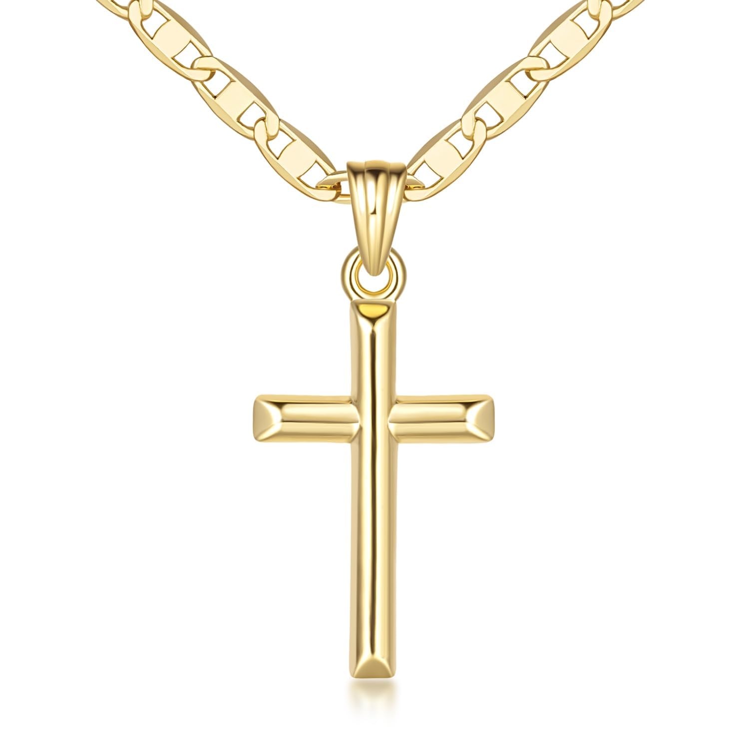 14K Gold Cross Necklace for Women - Minimalist Faith Pendant on Delicate Gold Chain (26mm) - Perfect for Everyday Wear, Church, Gifts & Special Occasions