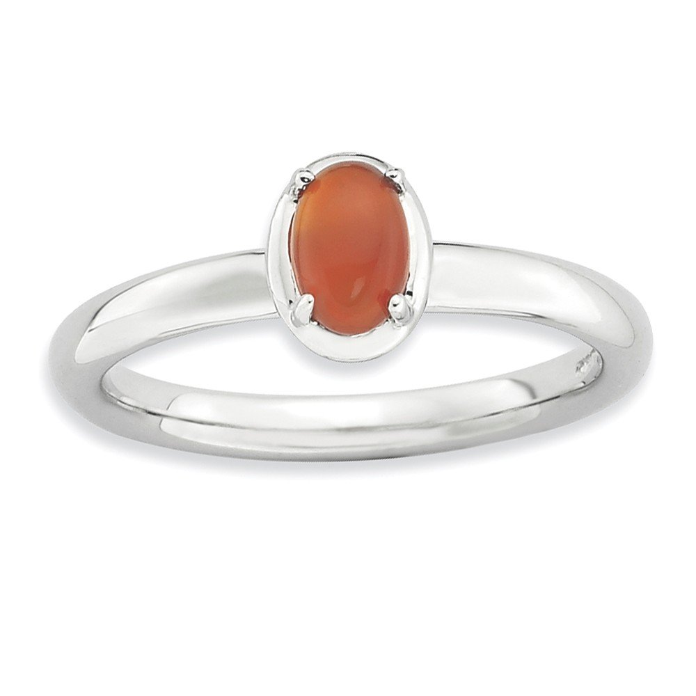 Sterling Silver Stackable Red Agate Ring for Women - Elegant Adjustable Gemstone Jewelry for Everyday Wear, Gift Giving & Special Occasions