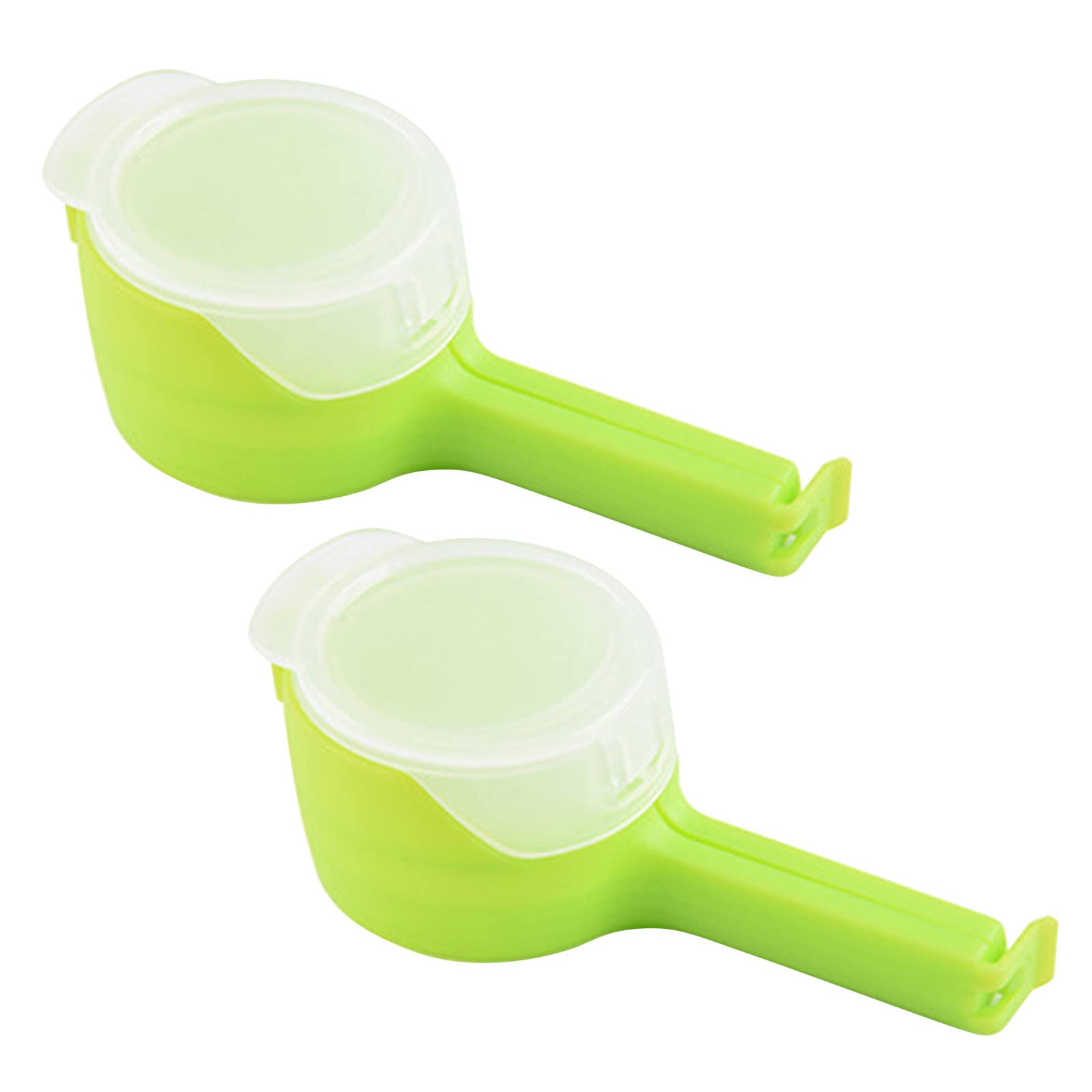 2-Pack Green Food Storage Sealing Clips with Pour Spout - Reusable Plastic Bag Clips for Chips, Snacks, Cereal - Perfect for Kitchen, Pantry Organization & Vacuum Sealer Attachment (One Size)