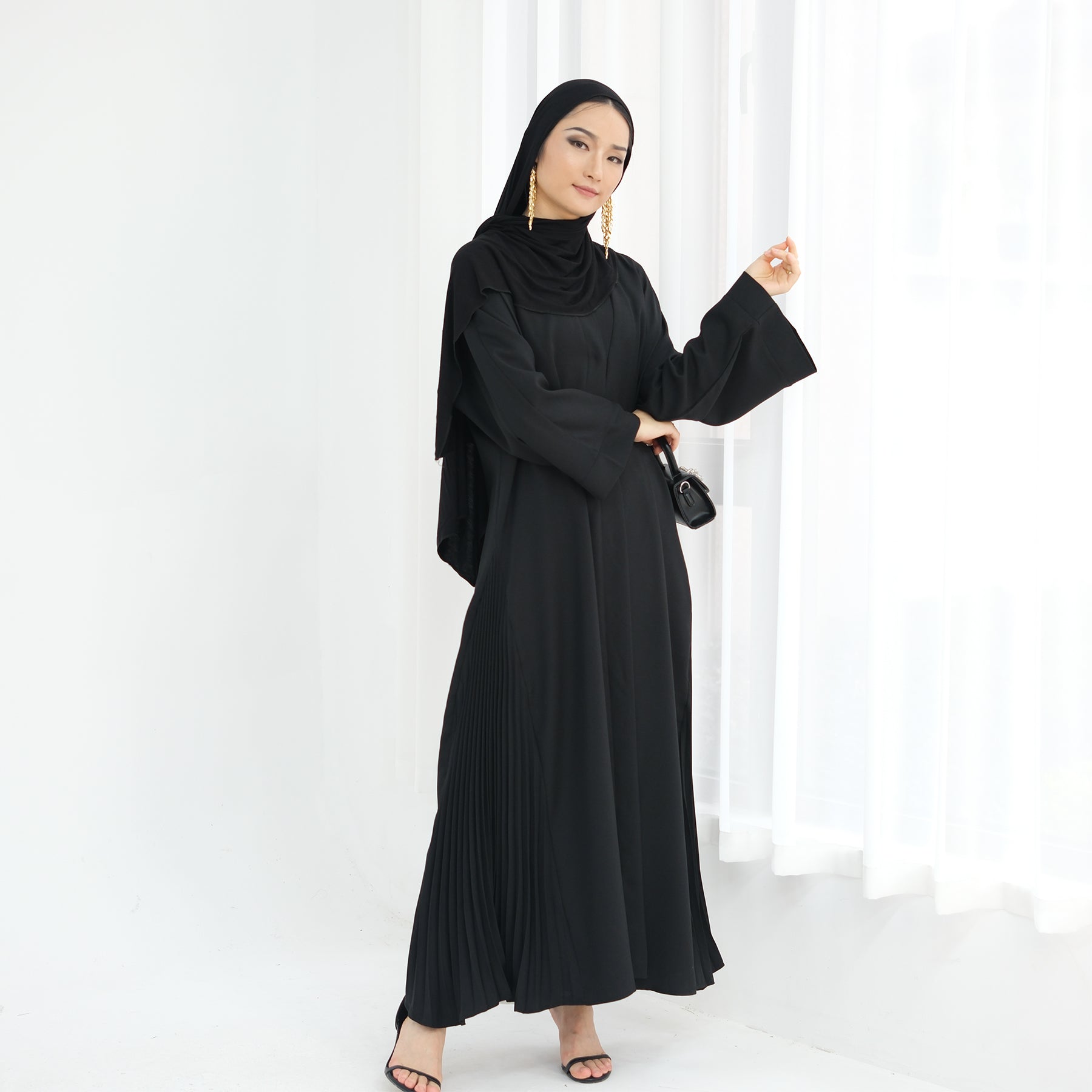 Elegant Hera Open Abaya Kimono in Black - Perfect for Modest Fashion, Prayer Dresses & Boho Chic Outfits