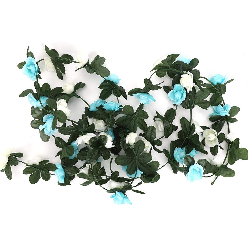 Okuyonic Artificial Rose Vine - Lifelike Blue & White Decorative Silk Rose Flowers for Wedding, Home, and Party Decor - High-Quality Simulation with Clear Lines & Extra Length - Perfect for Centerpieces, Wall Decor, and Event Styling