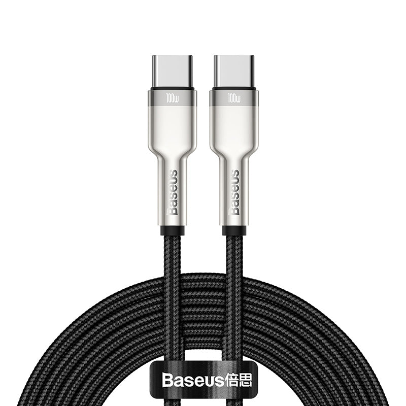 Baseus Premium Cafule Series 100W 6.6ft USB-C to USB-C Fast Charging Cable - Metal Braided, High-Speed Data Sync for MacBook, iPad Pro, Samsung Galaxy & More - Home, Office, Travel Charging Solution
