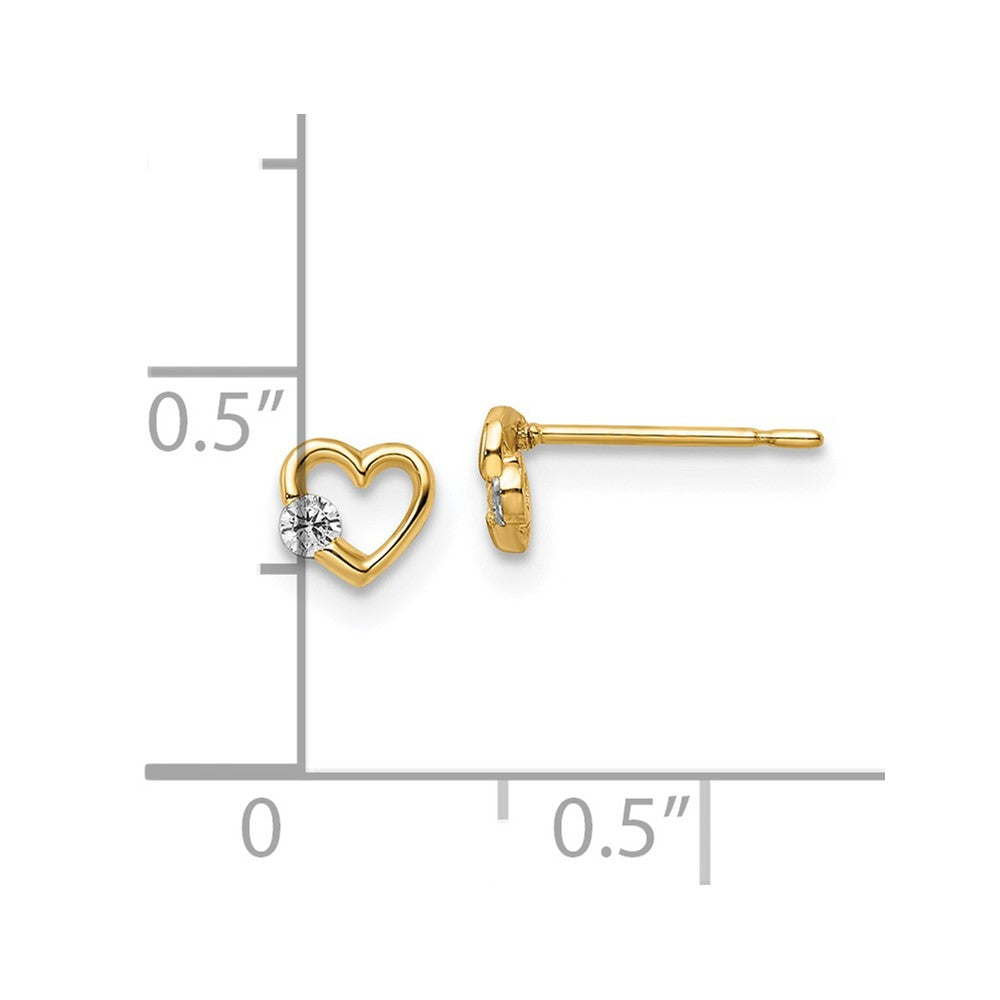 14K Gold Plated CZ Heart Stud Earrings for Women - Elegant Valentine's Day Gift, Anniversary Present, or Everyday Jewelry - YE2028
