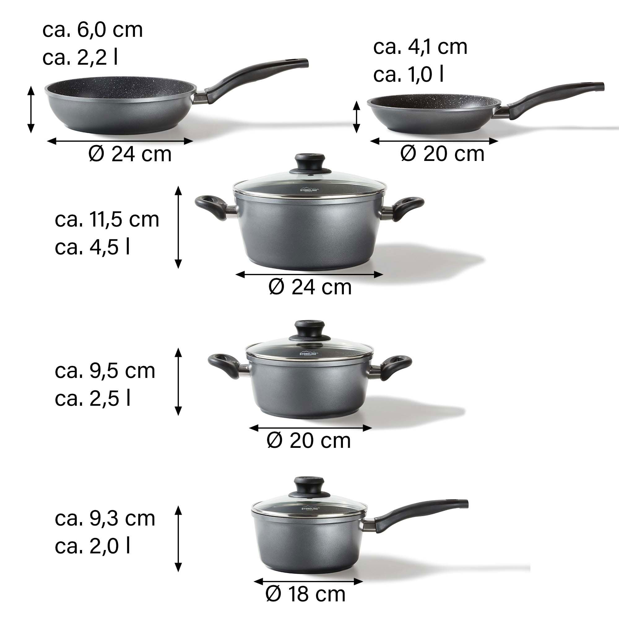 Premium 8-Piece Nonstick Cookware Set with Tempered Glass Lids - 23.23 x 8.46 x 14.76 Inches, Anthracite Gray - Perfect for Induction, Gas & Electric Stoves - Ideal for Everyday Cooking, Family Meals & Professional Kitchens