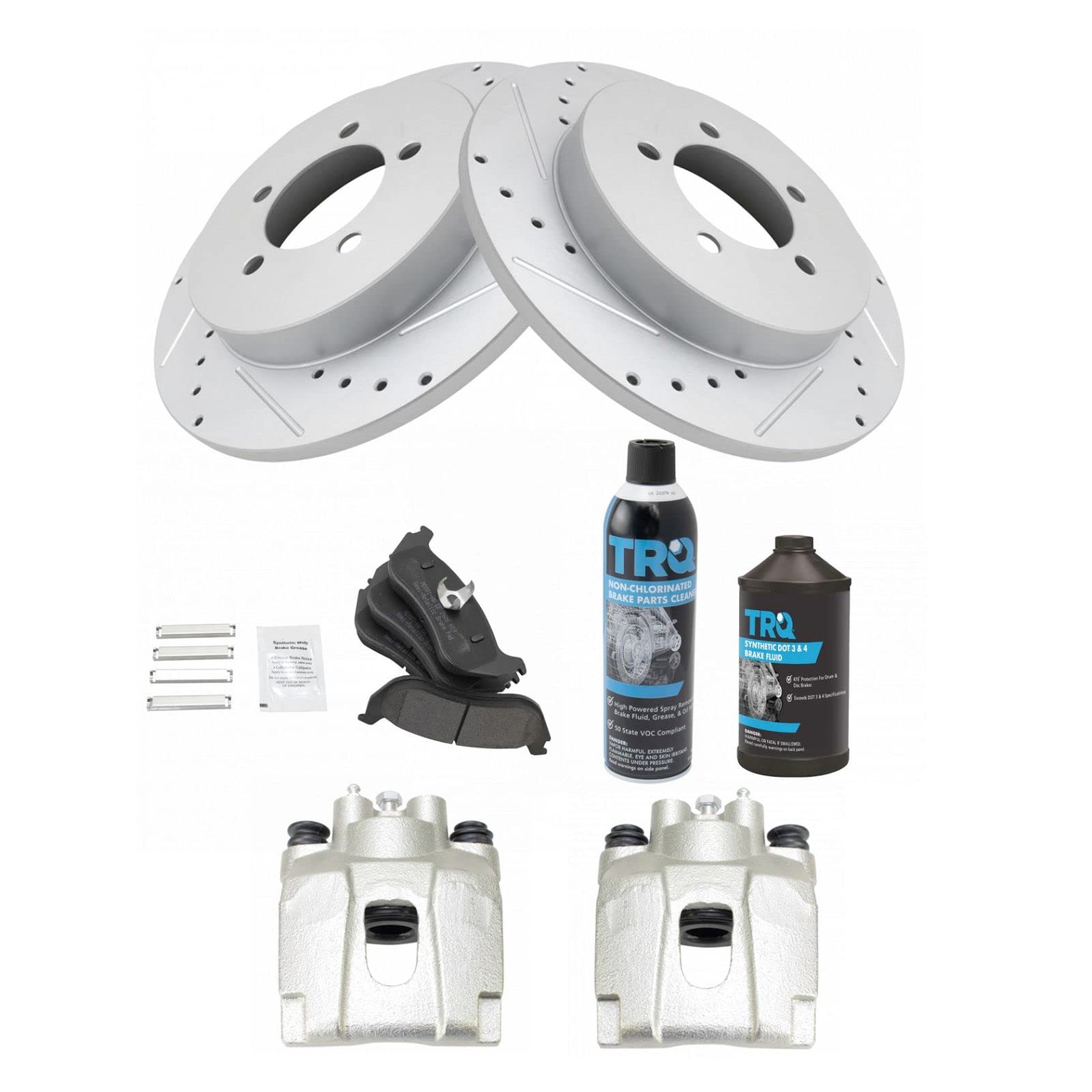 Premium Semi-Metallic G-Coated Rear Brake Pad & Rotor Kit with Caliper - Compatible with 2002-2005 Ford Explorer & Mercury Mountaineer | High-Performance Braking System for Off-Roading, Towing & Daily Commuting