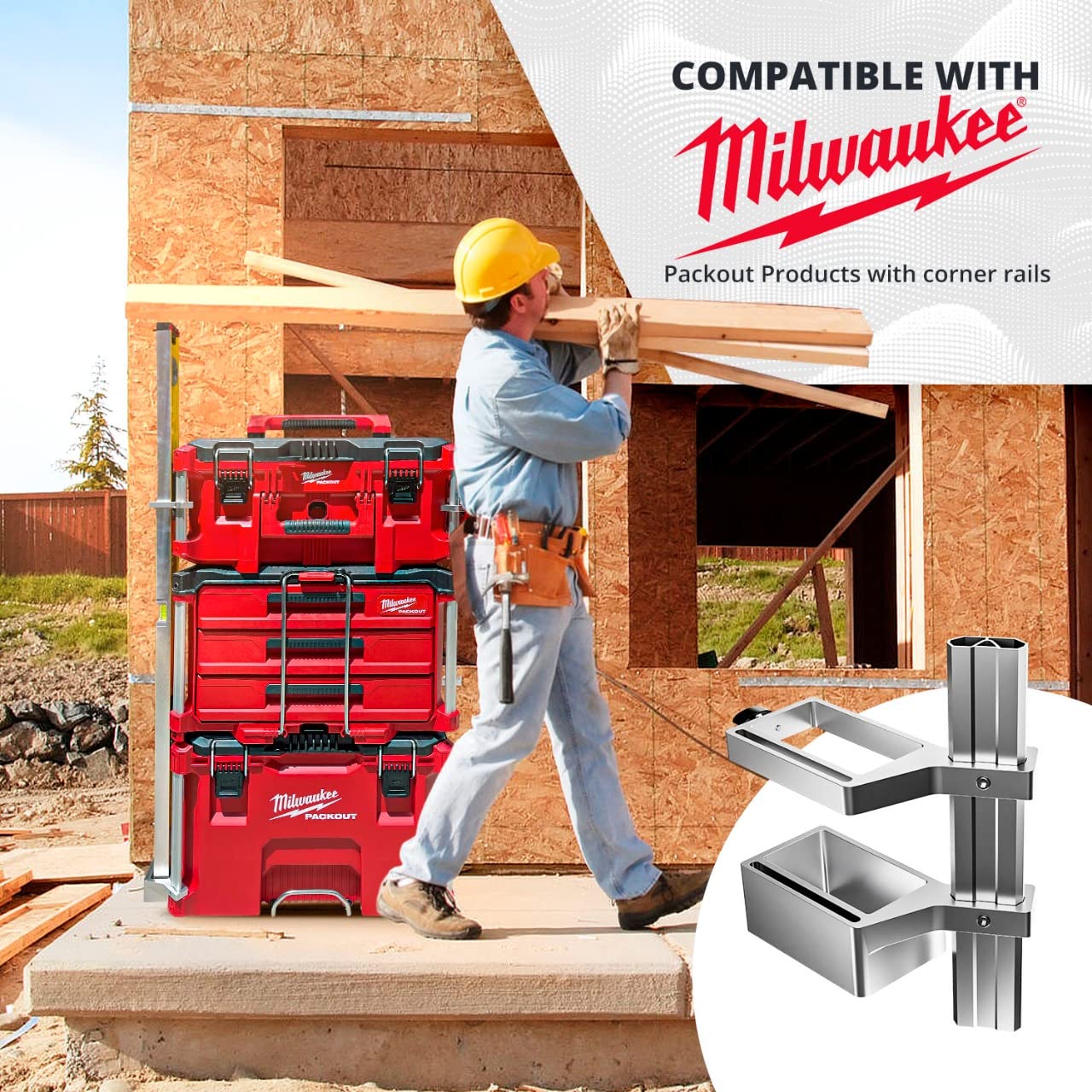 Alpha Engineered Level Mount Holder for Milwaukee Packout Tool Box - Durable Tool Organization Solution for Construction Sites, Workshops & Jobsite Storage