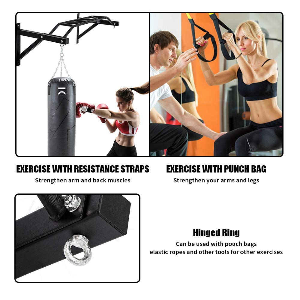 Wall Mount Pull Up Bar - Heavy Duty Wall Mounted Chin Up Bar for Home Gym, Upper Body Workout Equipment (Ideal for Doorway, Garage & Apartment Fitness)