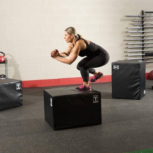Body Solid BSTSPBOX 3-Way Soft Plyo Box - Adjustable Height Plyometric Jump Box for CrossFit, Home Gym & Functional Training