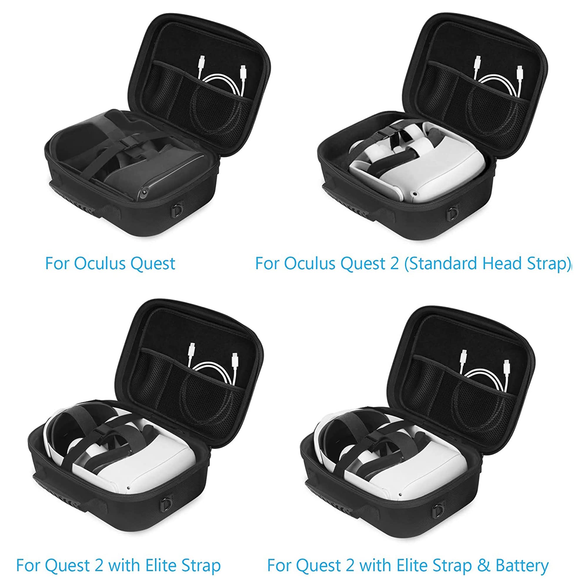 JSVER Hard Travel Carrying Case for Meta Quest 2 VR Headset - Protective Storage for Controllers, Battery & Elite Strap | Includes Shoulder Strap, Silicone Face Mask & Lens Covers | Perfect for Travel, Gaming Parties & VR Storage Protection