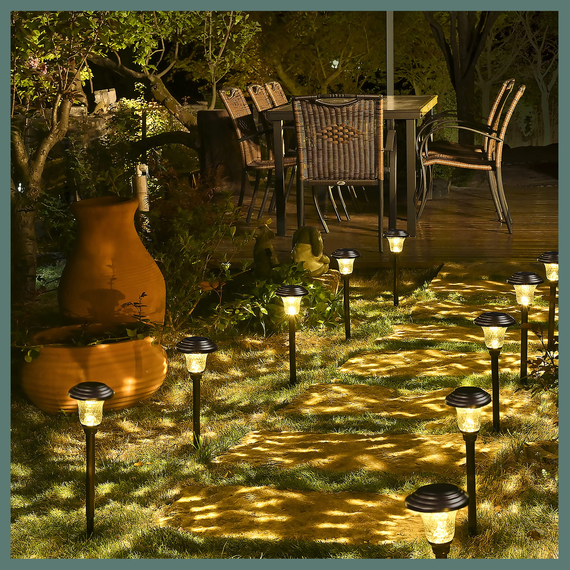 GIGALUMI 8 Pack Solar Pathway Lights Outdoor - Waterproof LED Garden Lights for Yard, Patio, Walkway & Landscape - Warm White Solar Powered Path Lighting (Brown) | Perfect for Driveway, Backyard, Deck & Garden Decor