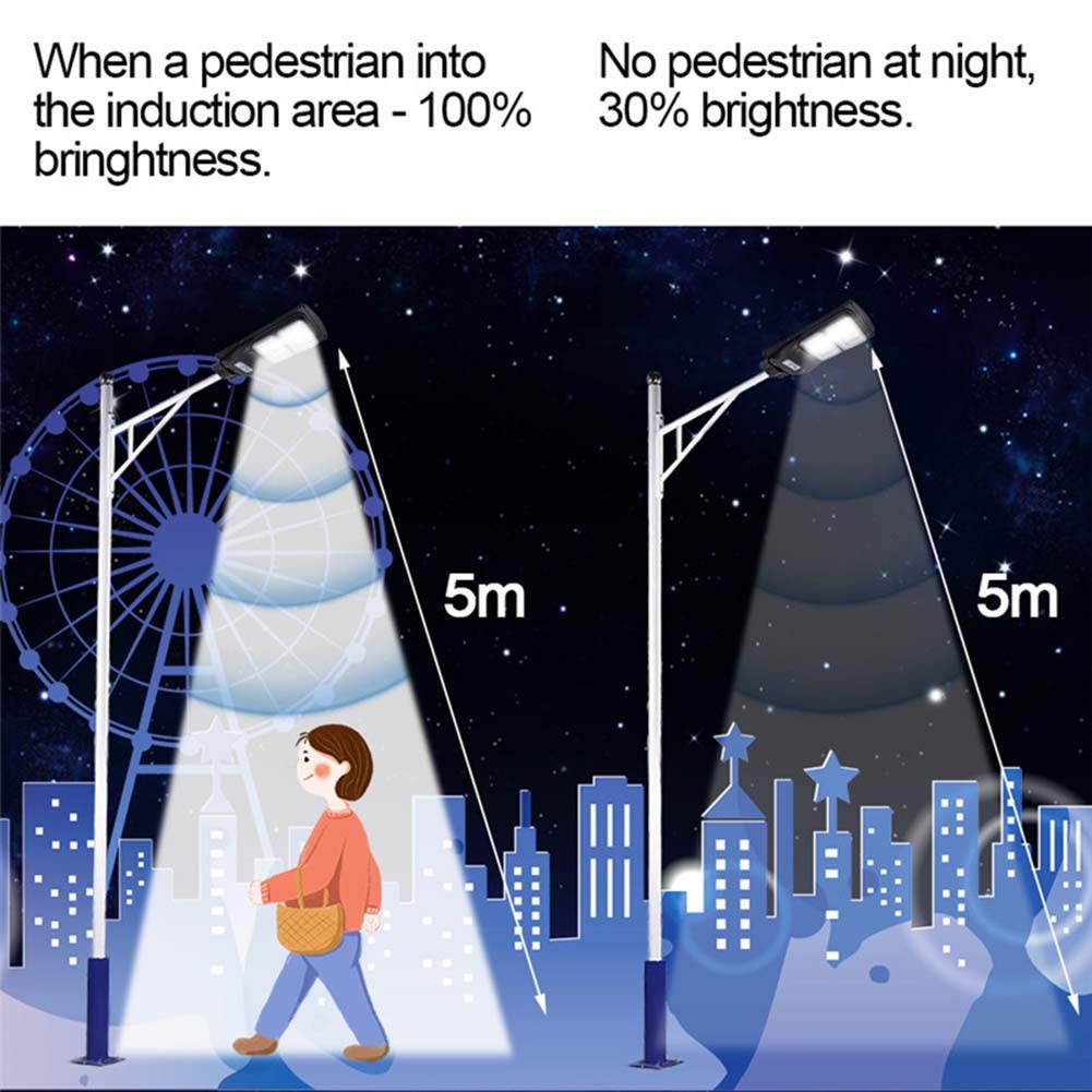 240LED Solar Street Light with PIR Motion Sensor & Radar Sensor - 60W Waterproof IP67 Outdoor Wall Lamp - Remote Control, Dusk to Dawn Lighting for Driveways, Gardens, Pathways, and Parking Areas