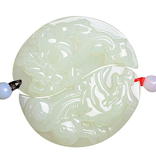 Hetian Jade Couple Pendant Necklace - White Jade Dragon & Phoenix Jewelry for Anniversary Gifts & Romantic Occasions