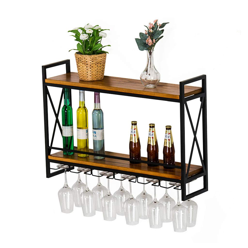 Wall Mounted Wine Rack & Glass Holder - 12 Bottle Capacity with Cork Storage - Space Saving Wine Shelf for Kitchen, Bar, Dining Room - Holds Red, White & Champagne Bottles - Rustic Wood Design for Home Decor
