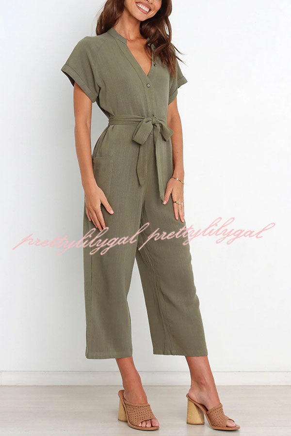 Stylish Women's Pocketed Button-Up Straight Leg Jumpsuit | Casual & Office Wear | Perfect for Work, Travel & Everyday Outfits