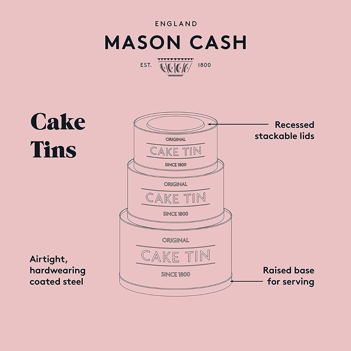 Mason Cash 3-Piece Nesting Cake Tins Set - Innovative Baking Pans for Cakes, Pies & Desserts - Perfect for Home Bakers & Professional Chefs