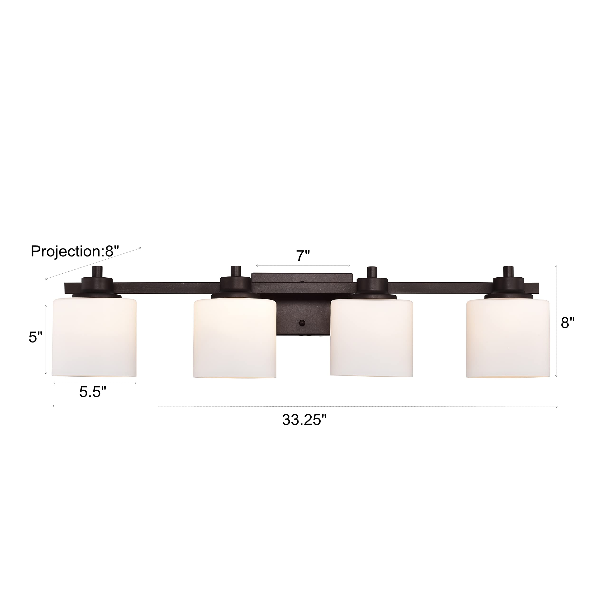4-Light Oil Rubbed Bronze Bathroom Vanity Light Fixture - 33 Inch Wide Contemporary Design for Bathroom, Powder Room & Dressing Area