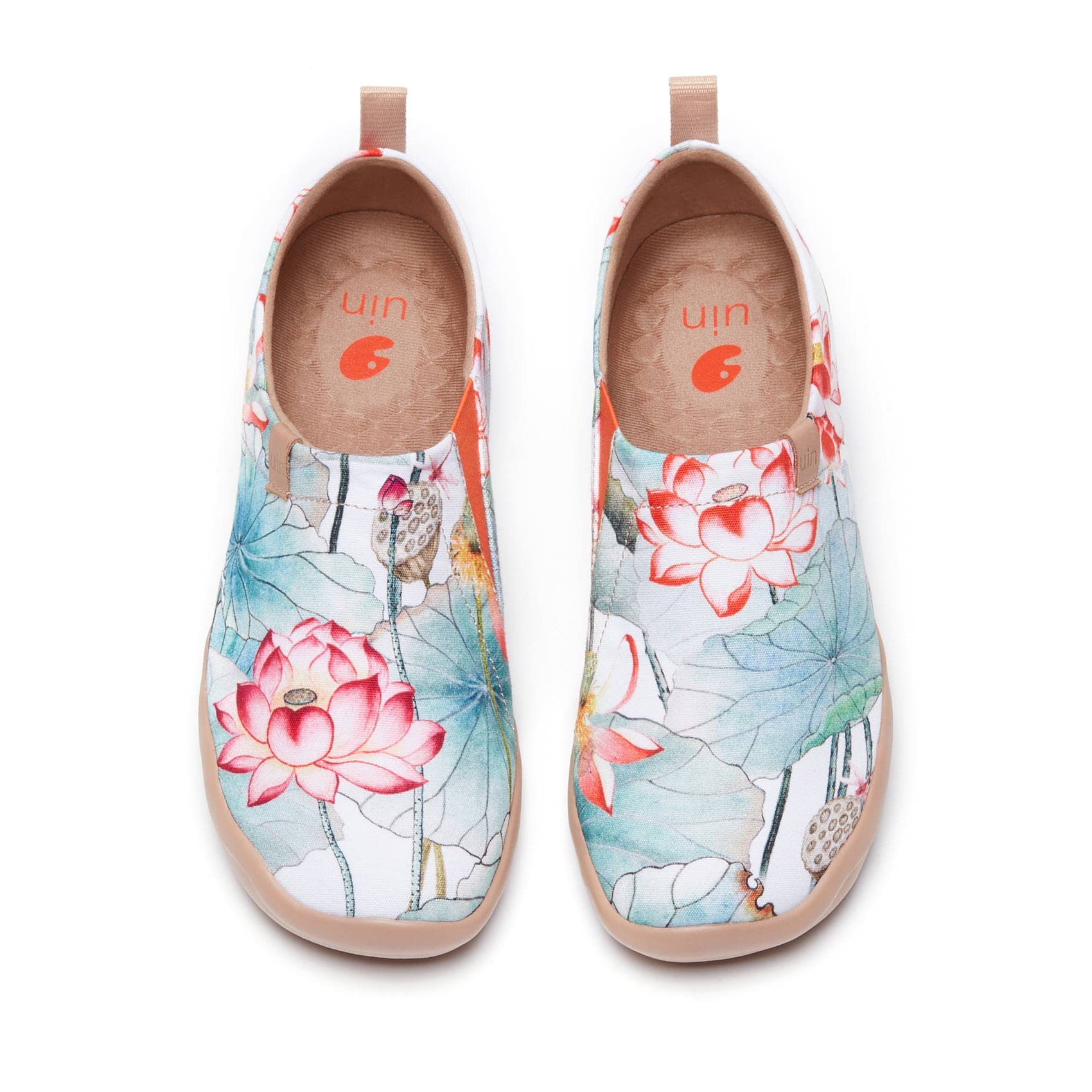 UIN Women's Art Painted Slip-On Canvas Loafers - Lightweight Comfortable Casual Sneakers with Lotus Design (Size 9) | Perfect for Travel, Walking & Boho Fashion Outfits