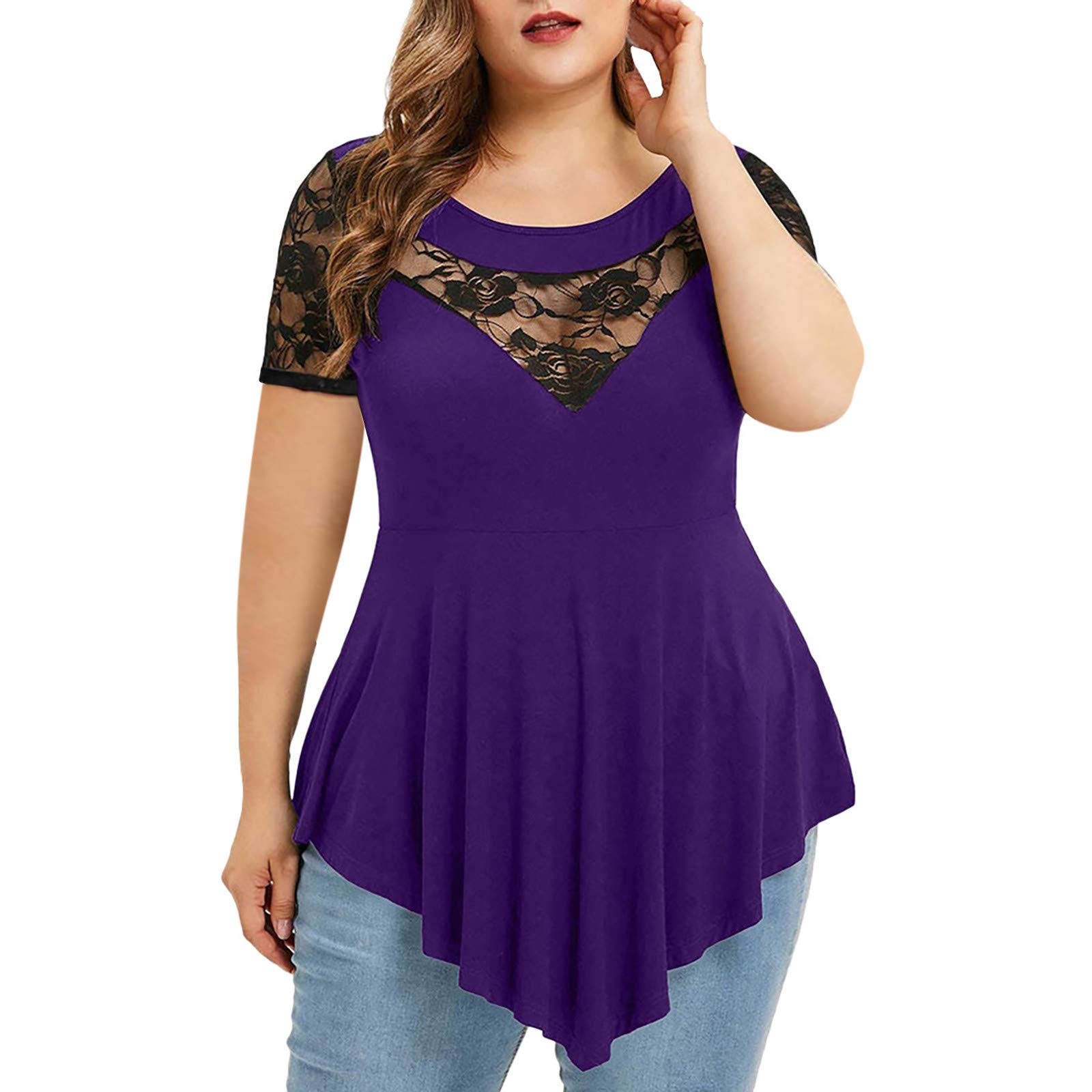 Plus Size Floral Lace Blouse - Strapless Tunic Top for Women | Party & Date Night