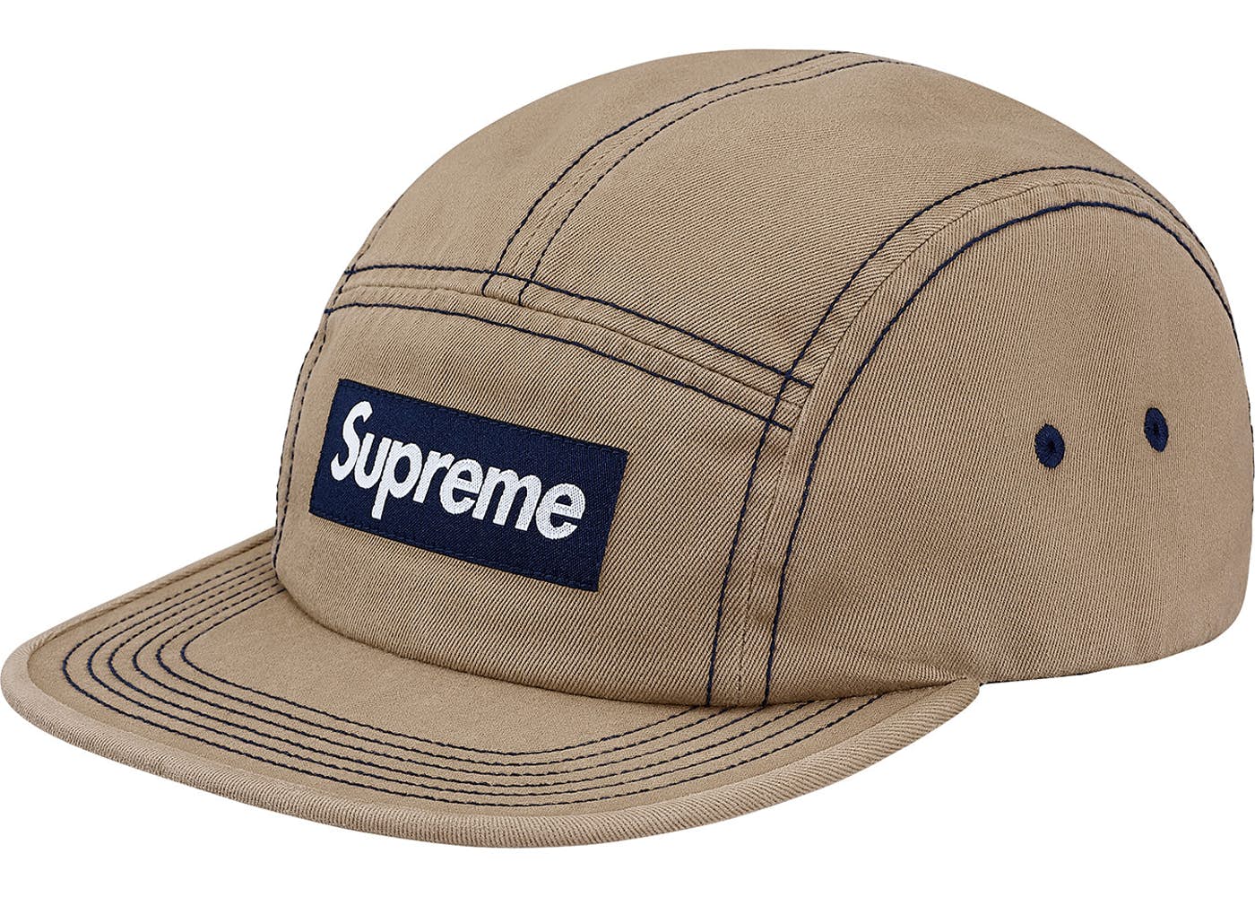 Supreme Contrast Stitch Camp Cap (SS18) Tan - Stylish Snapback Hat for Men & Women - Perfect for Streetwear, Hip-Hop Fashion and Outdoor Activities