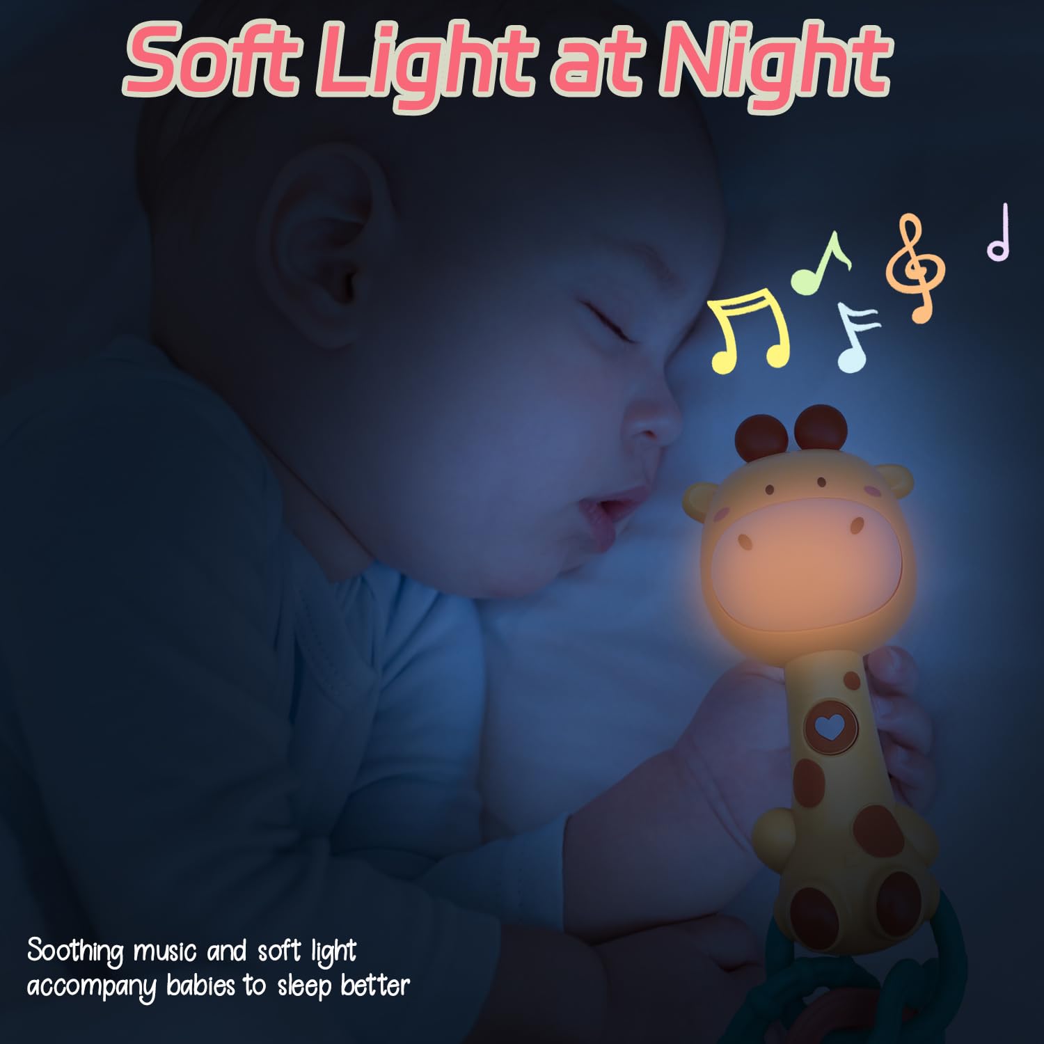 **Baby Music Rattle Toy - Light-Up Teething & Sensory Chew Toy for Infants 6-18 Months, Giraffe-Shaped Gift for Boys & Girls - Perfect for Soothing, Playtime & Early Development**