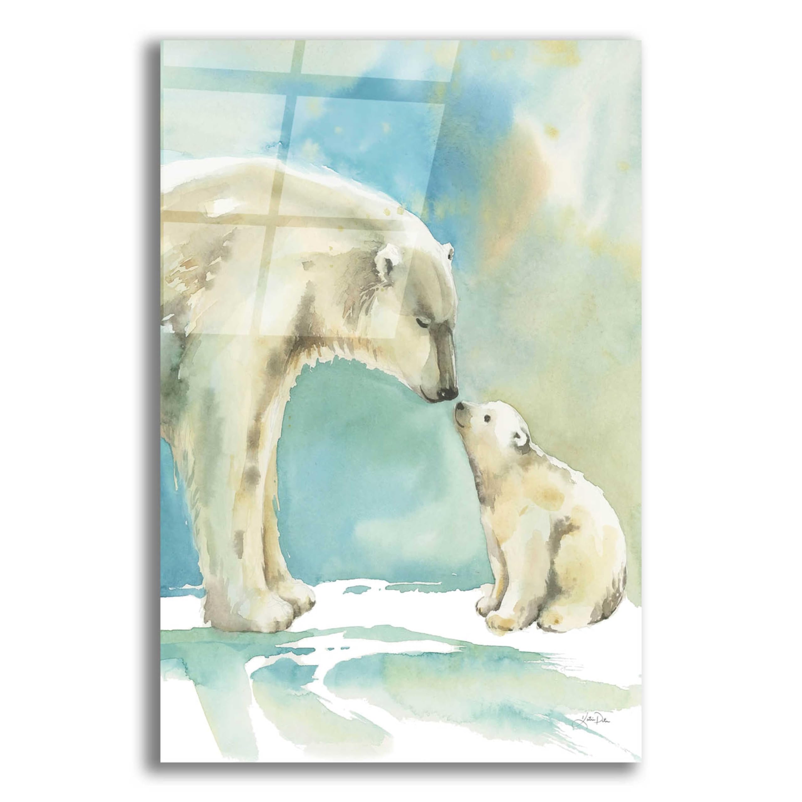 Polar Bear Love Acrylic Glass Wall Art by Katrina Pete - 16x24 Inches Modern Home Decor for Living Room, Bedroom & Office