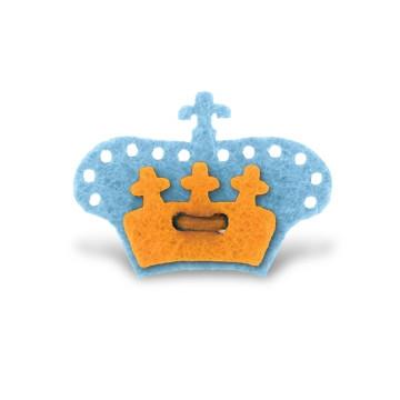 Premium Crown Lapel Pin - Elegant Dickie Blue & Tiqui Orange Design - Perfect for Suits, Blazers, and Formal Events