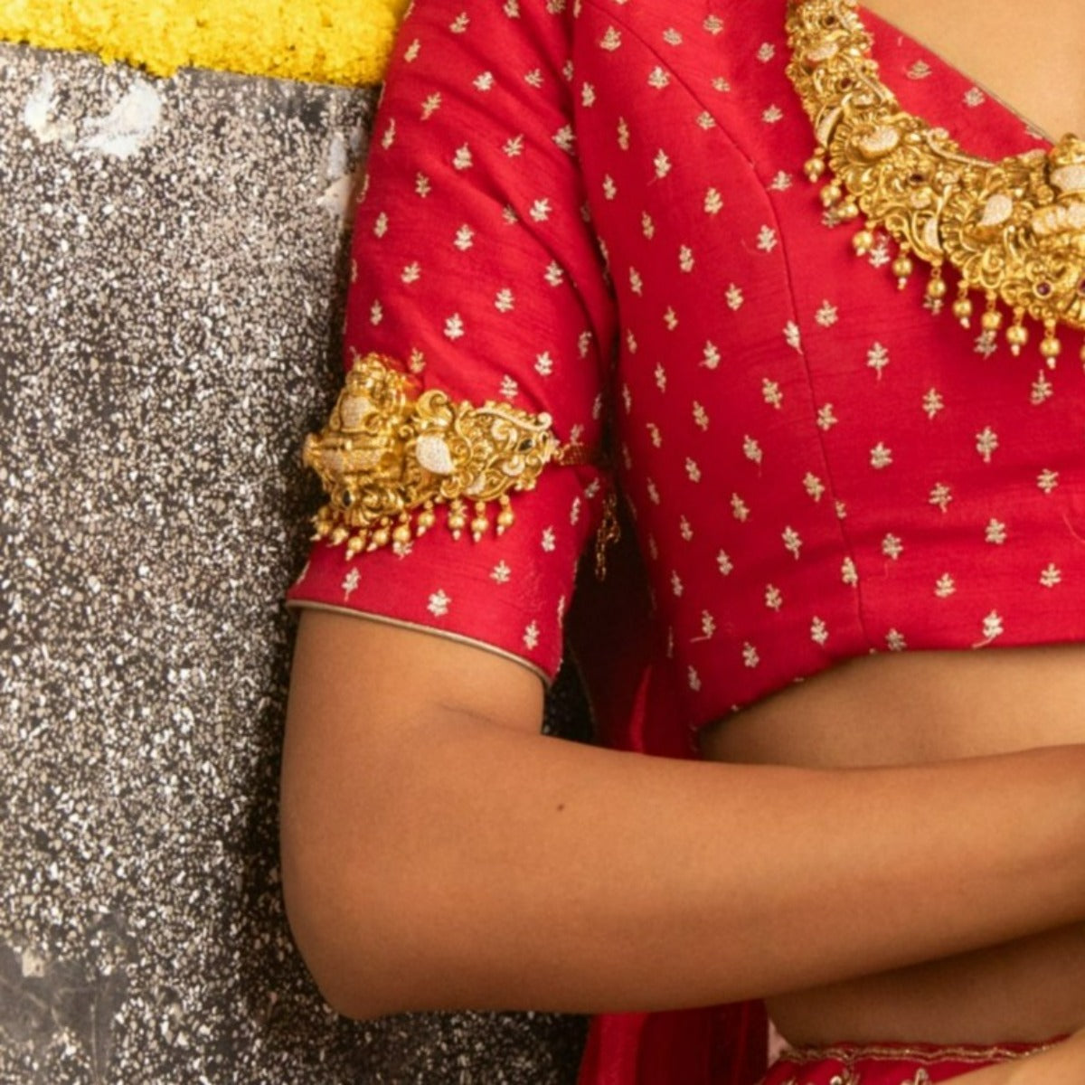 Aashni Antique Temple Armlets - Handcrafted Indian Gold Plated Bangles for Women - Perfect for Weddings, Festivals & Cultural Events