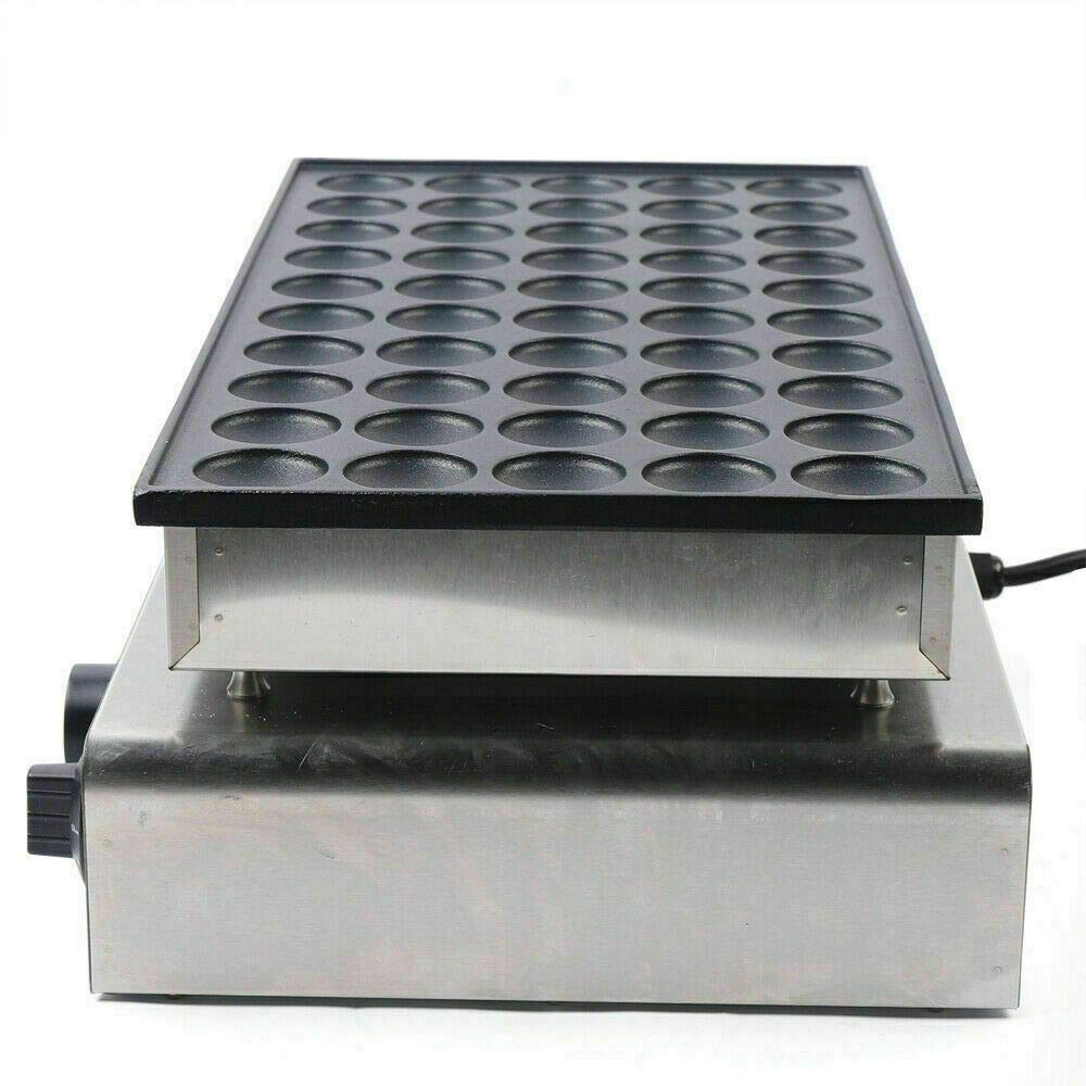 Mini Dutch Pancake & Donut Maker Machine - 50 Slots Commercial Electric Waffle Baker with Nonstick Surface (1.7KW) - Perfect for Home Breakfast, Party Snacks & Cafe Business