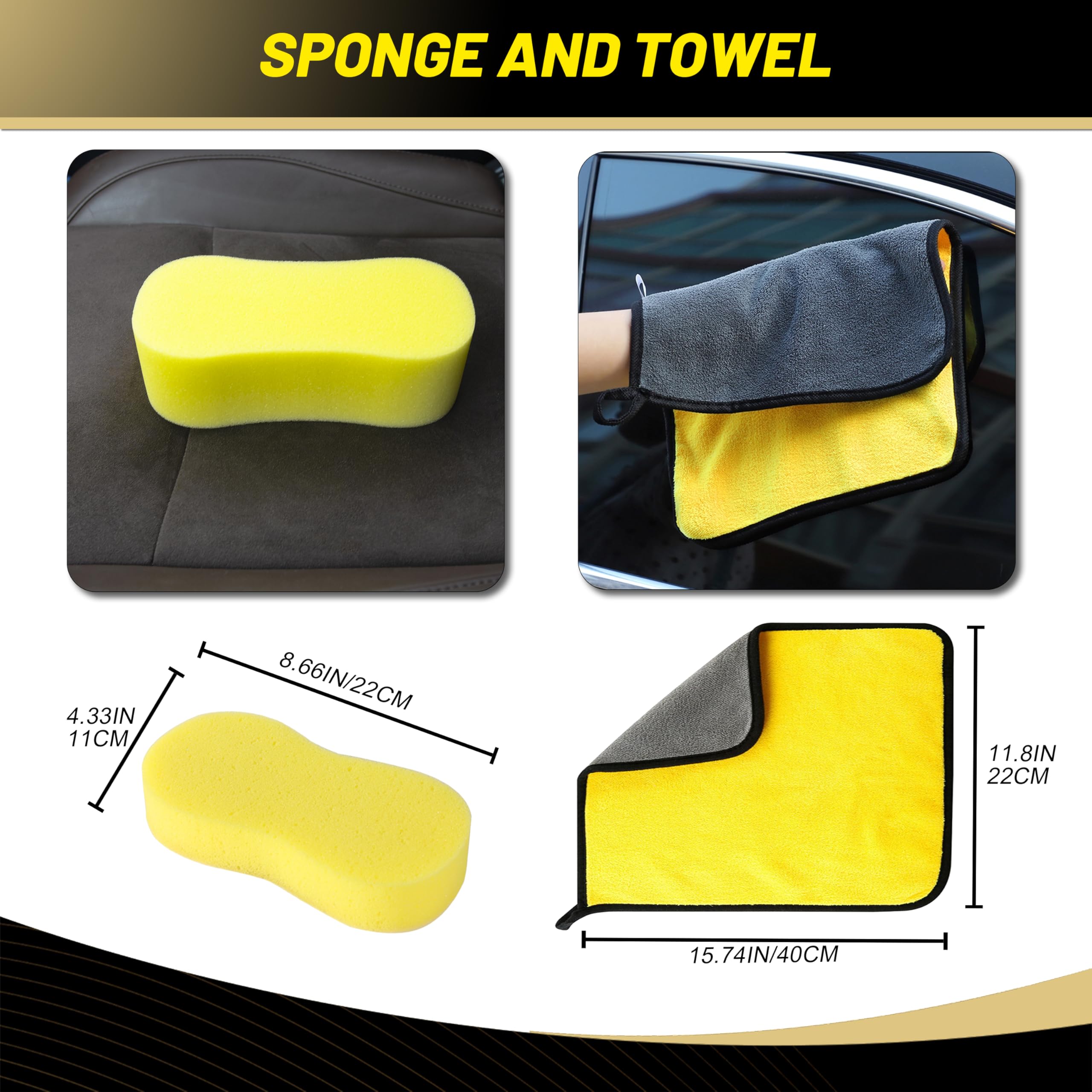 Premium Foam Cannon Car Wash Kit with Washing Sponge & Microfiber Towel - 1/2
