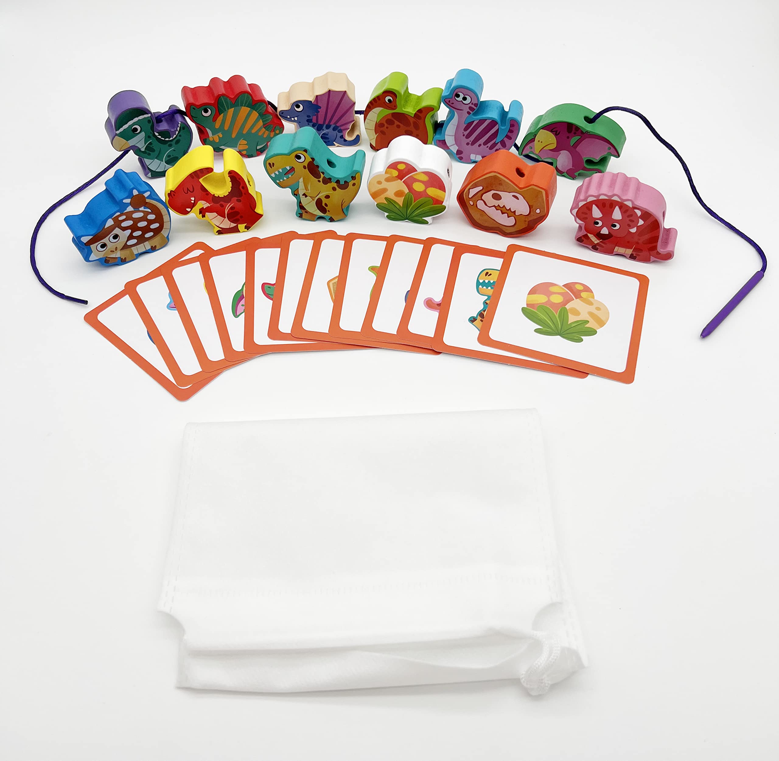 Montessori Wooden Threading Toys for Toddlers - Dinosaur, Traffic, Space, Insects, Animals & Fruits Lacing Beads - Fine Motor Skills Learning Toys for Preschool Boys & Girls - Perfect for Classroom, Homeschool & Early Childhood Development Activities