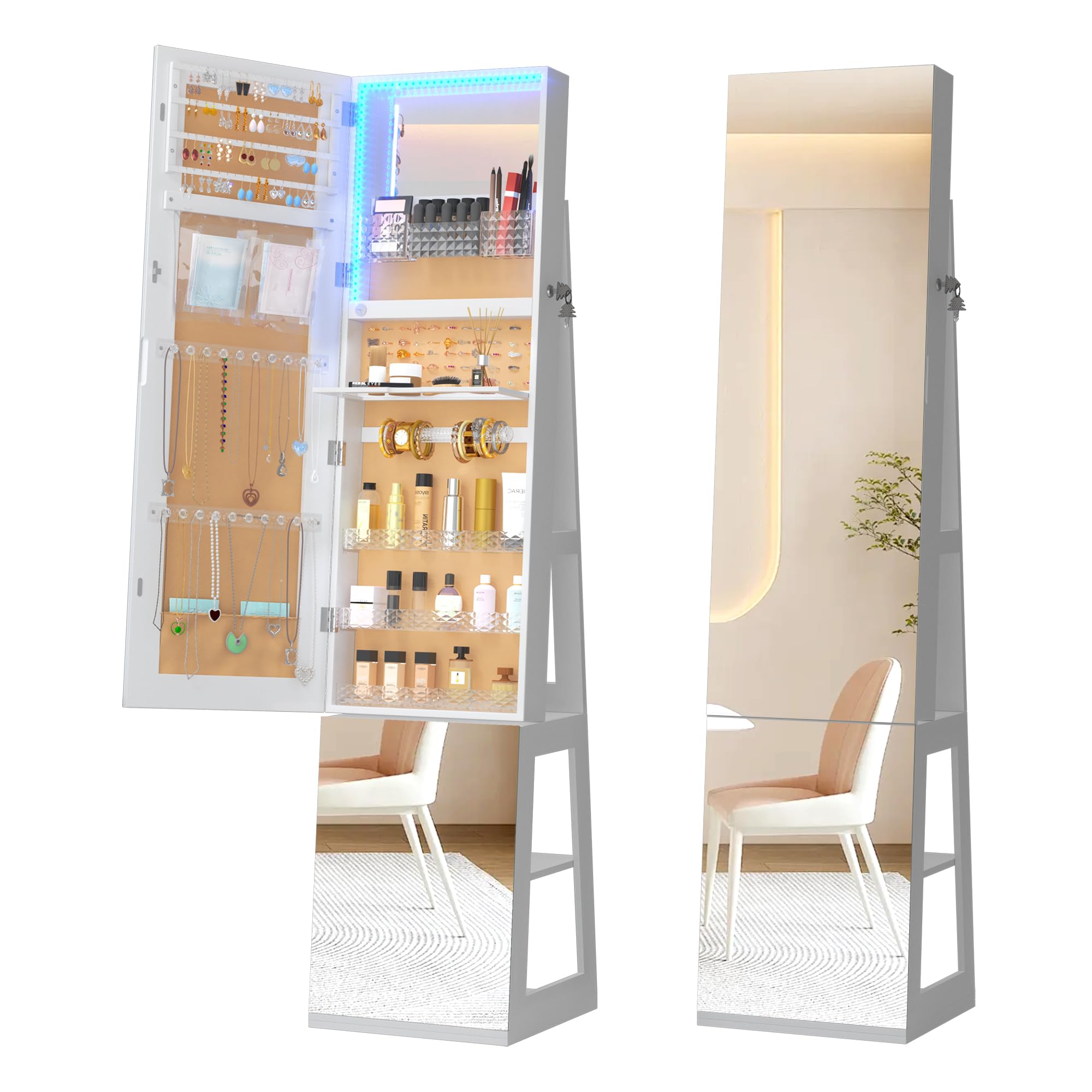 360° Swivel Jewelry Cabinet with LED Lights - 63