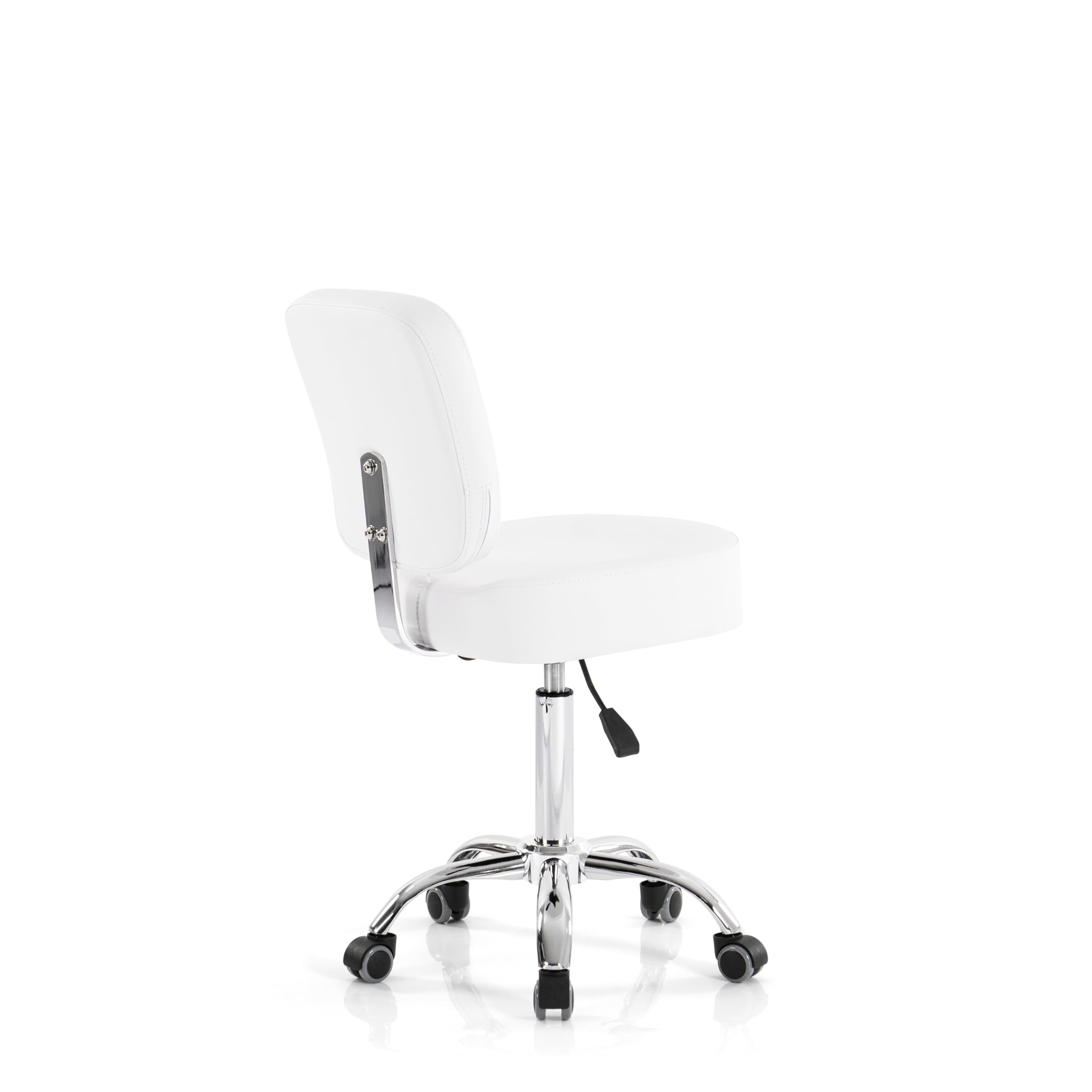 Adjustable Height Hydraulic Salon Stool with 360° Rotation & Backrest - Rolling Medical Spa Chair for Beauty, Tattoo, Pedicure - White (Perfect for Home Office, Salon & Spa Use)