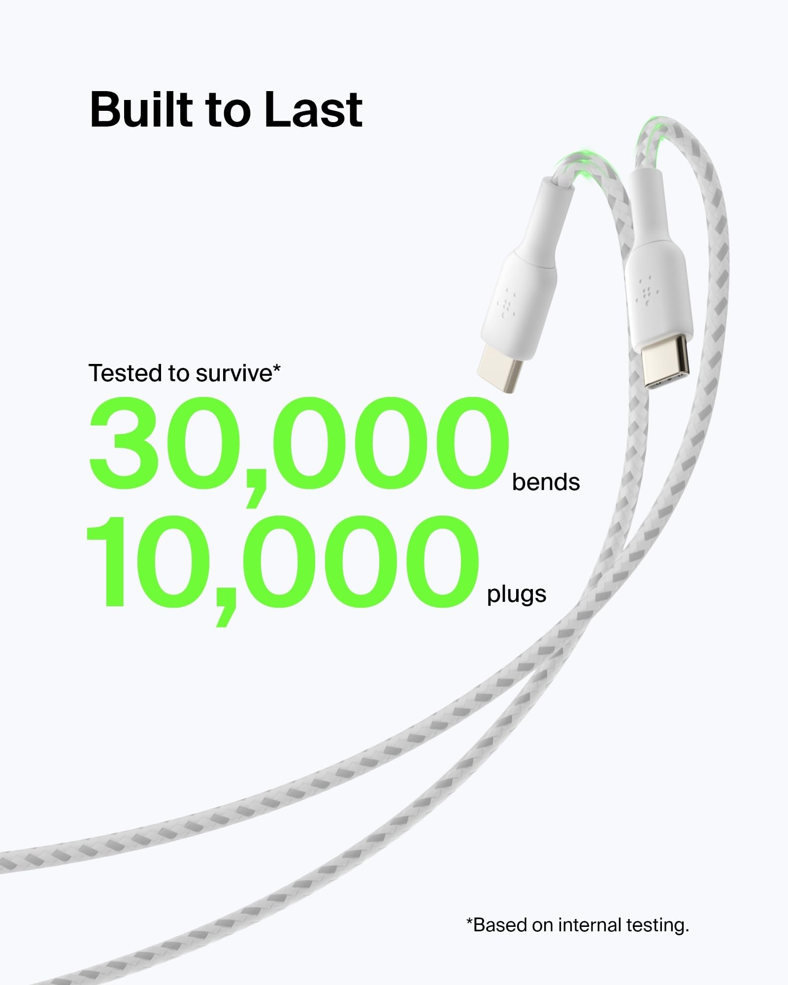Belkin BoostCharge Braided USB-C to USB-A Cable (1M/3.3ft) Fast Charging Cord for iPhone 16, Samsung Galaxy S24, Google Pixel 8, iPad Pro, Nintendo Switch - Durable White Charger for Home, Office & Travel