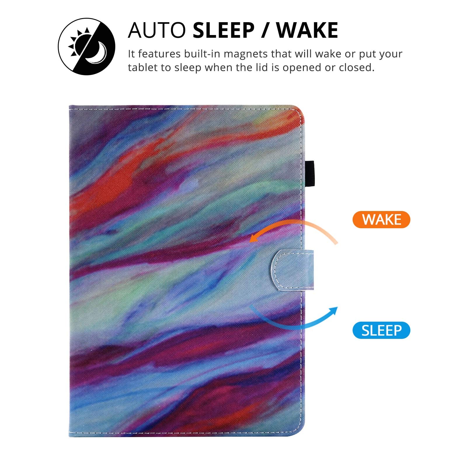 Premium PU Leather Magnetic Folio Stand Cover for Kindle Paperwhite 10th Gen (2018) - Auto Sleep/Wake | Pencil Holder | Colorful Marble Design | Perfect for Reading, Travel & Work Commute