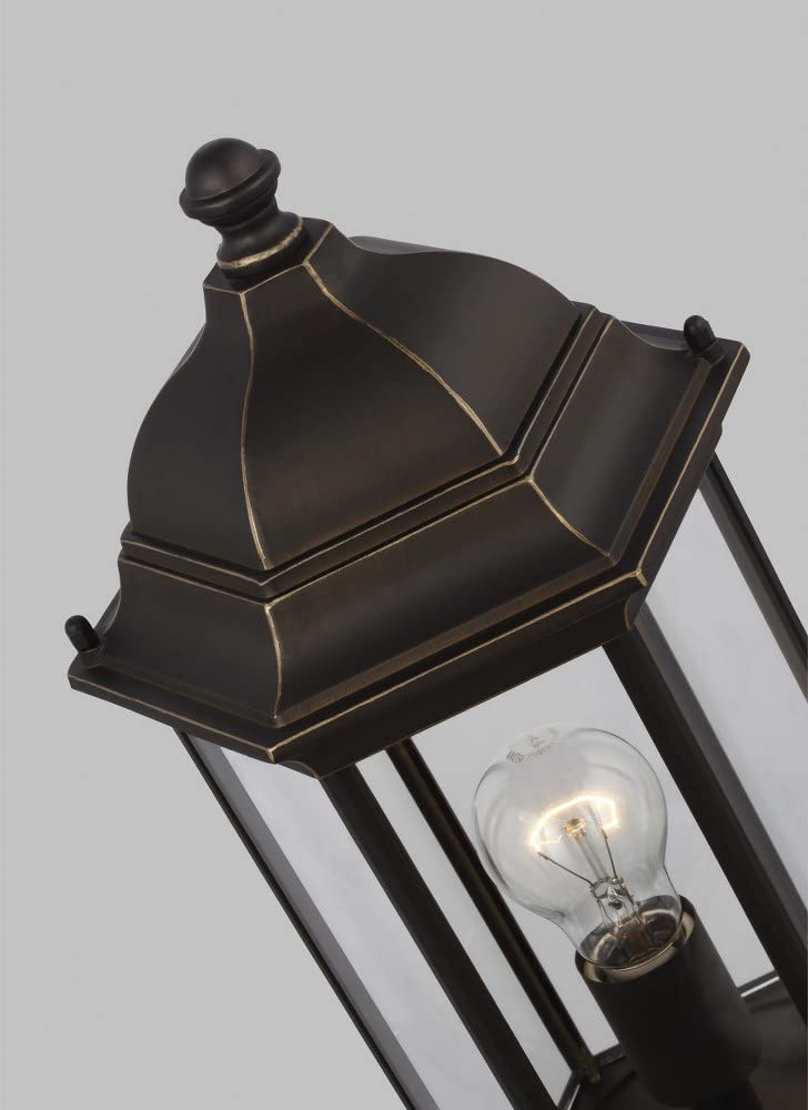 Antique Bronze Outdoor Post Lantern - 1 Light Medium Traditional Fixture with Incandescent Lighting - Perfect for Porch, Garden, Pathway and Driveway Lighting