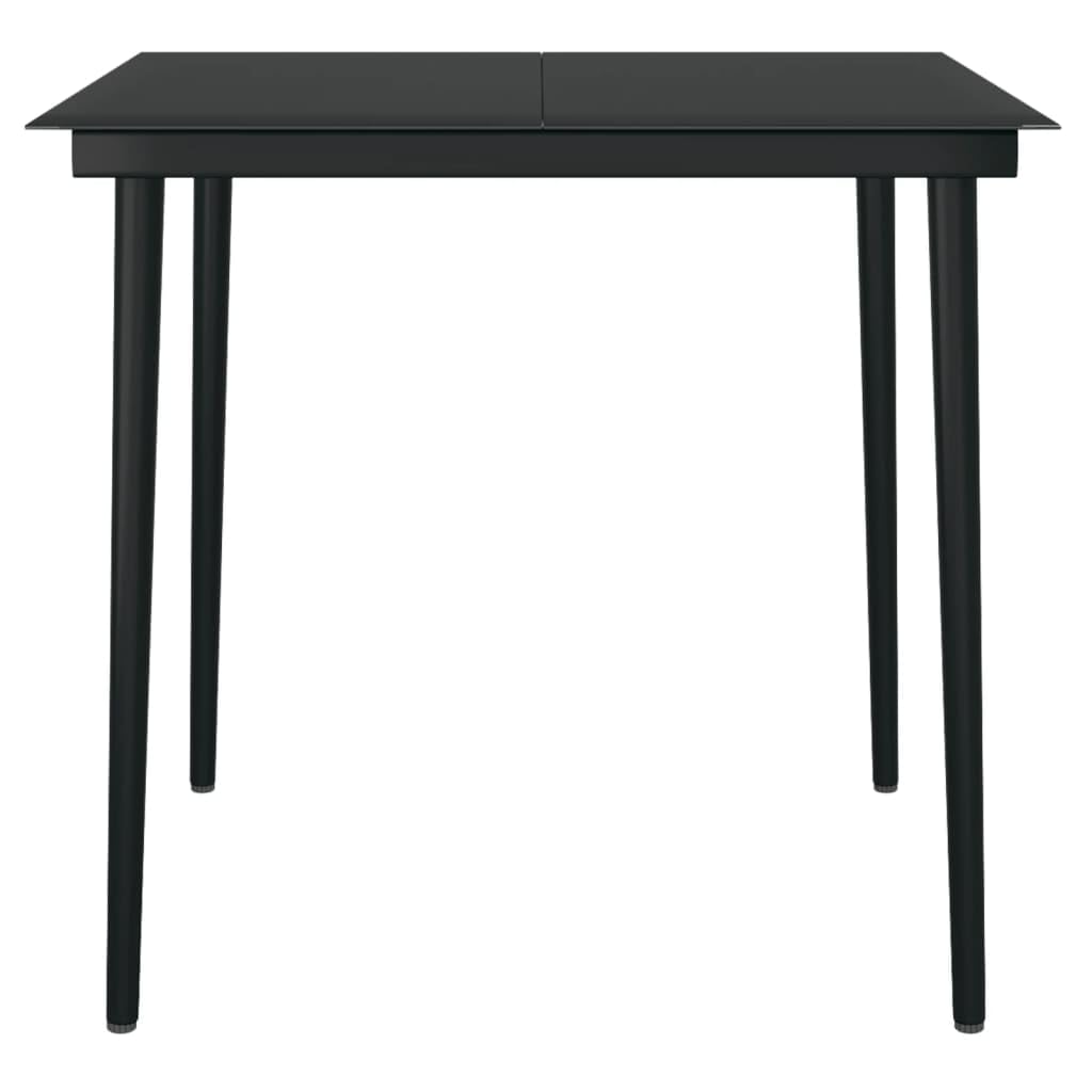 vidaXL Black Steel and Glass Square Patio Dining Table - Outdoor Dinner Table for Garden, Balcony, Patio | Perfect for Al Fresco Dining, Backyard BBQs, and Outdoor Entertaining