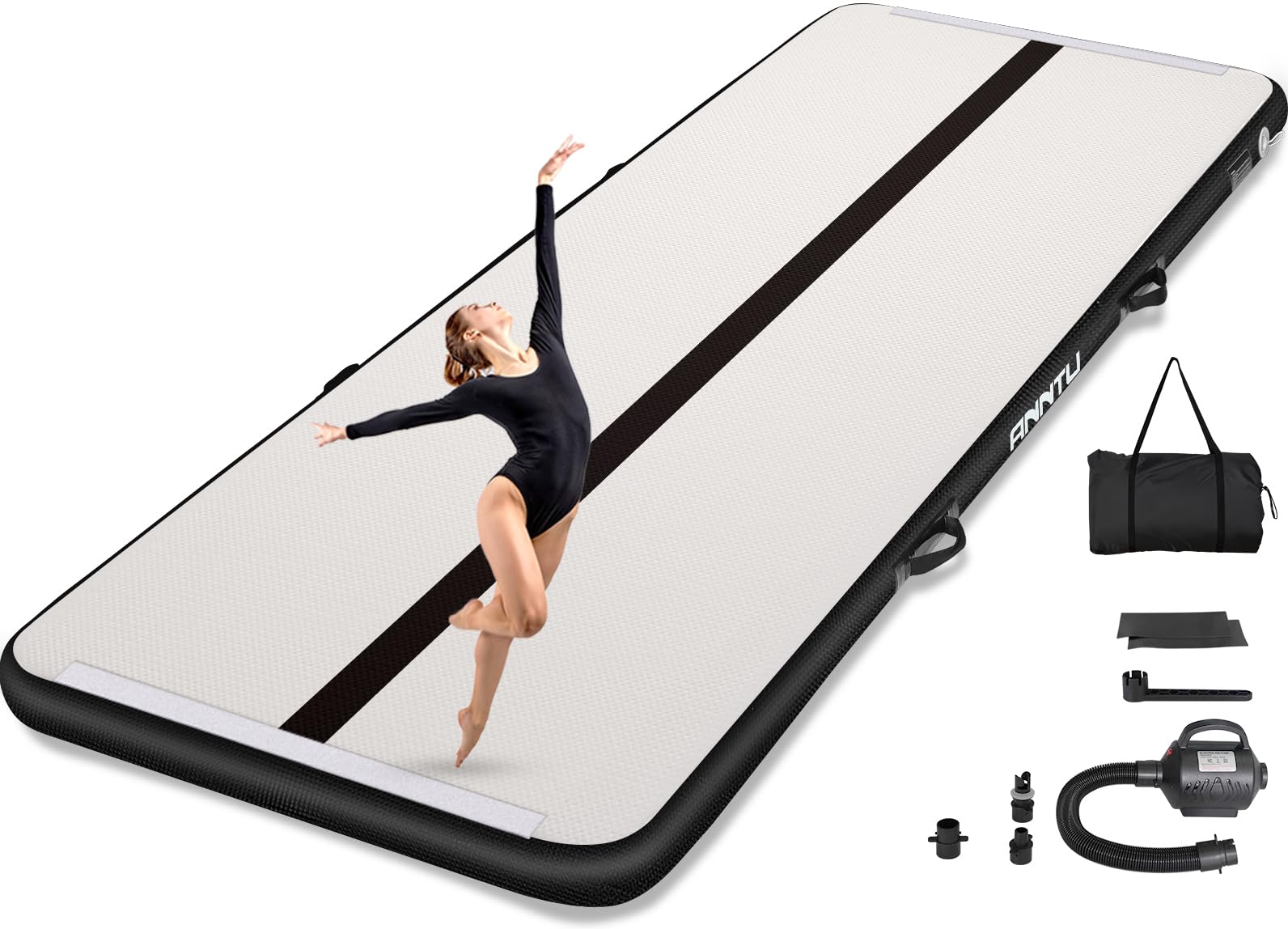 **Inflatable Gymnastics Mat 10ft x 3.3ft x 4in - Air Tumbling Mat for Home & Gym Training - Perfect for Cheerleading, Yoga, and Kids Play - Portable & Durable Bounce Mat**