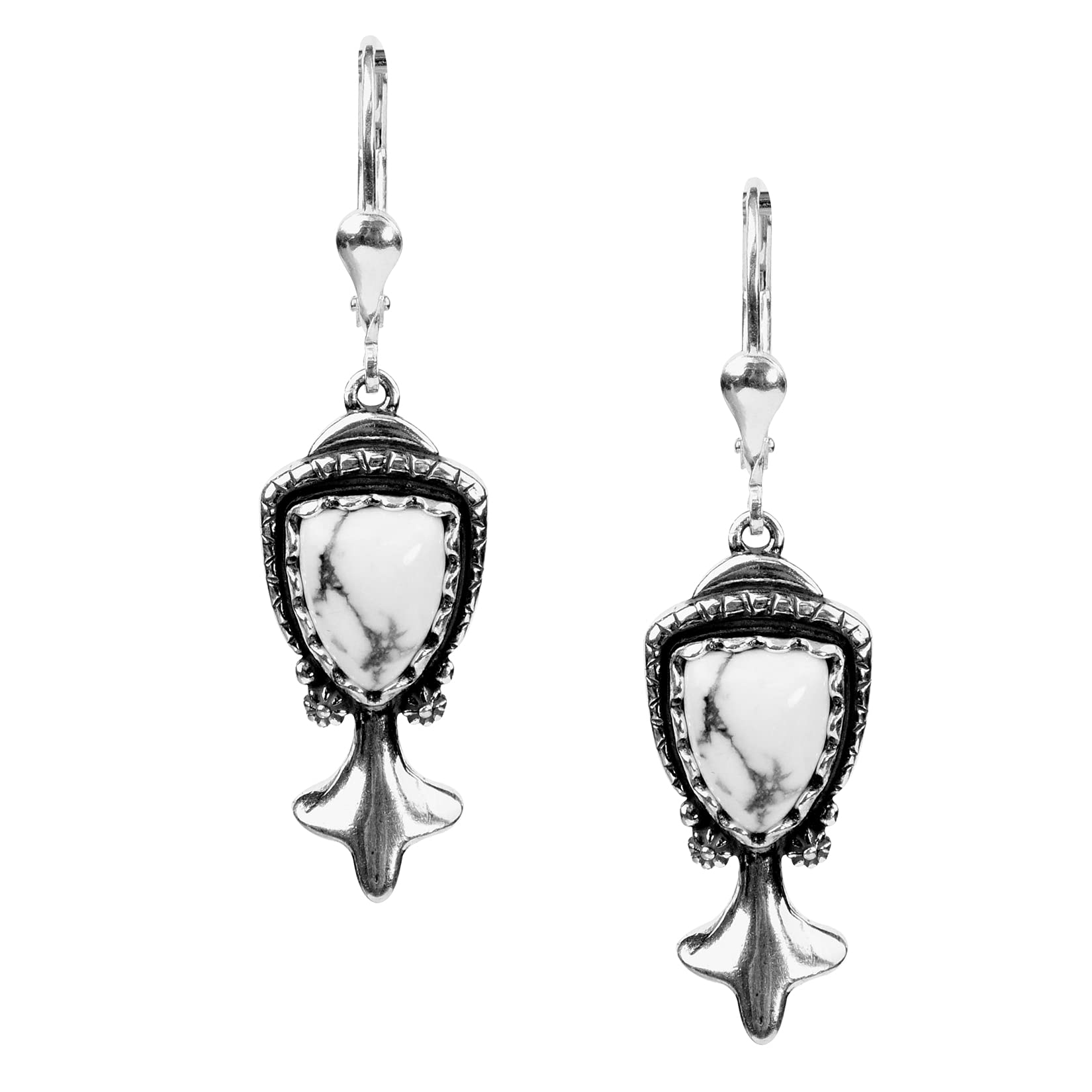 Sterling Silver Squash Blossom Dangle Earrings for Women - Choose Your Gemstone Color | Western Jewelry for Boho, Cowgirl & Festival Fashion