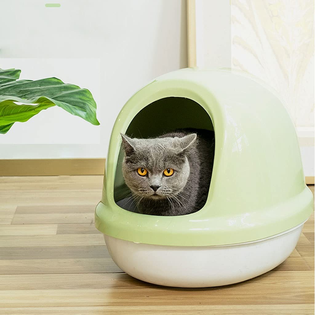 Classic Semi-Enclosed Cat Litter Box - Easy to Clean Kitten Toilet with Separate Design | Durable Cat Bedpan Supplies for Indoor Cats (Color A) | Perfect for Small Spaces & Multi-Cat Homes